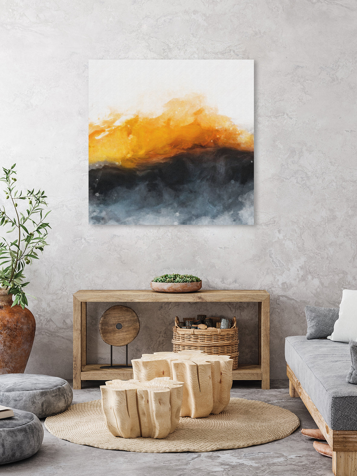 The abstraction is black and yellow. by Ievgeniia Bidiuk on GIANT ART - yellow 3d art