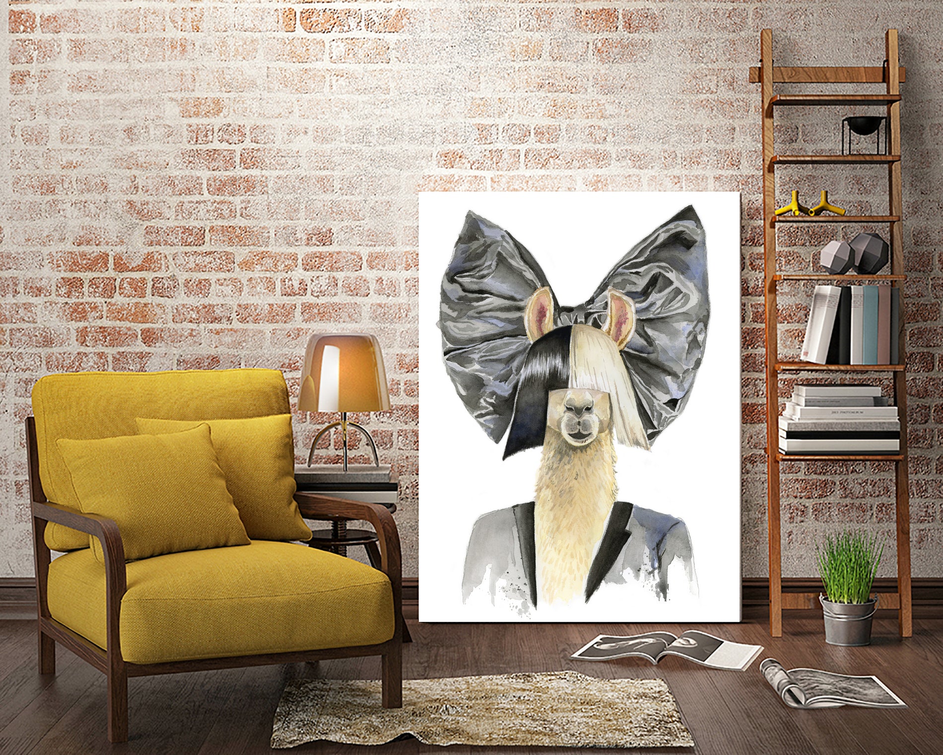 Llama Sia by Heather Perry on GIANT ART - black mixed media