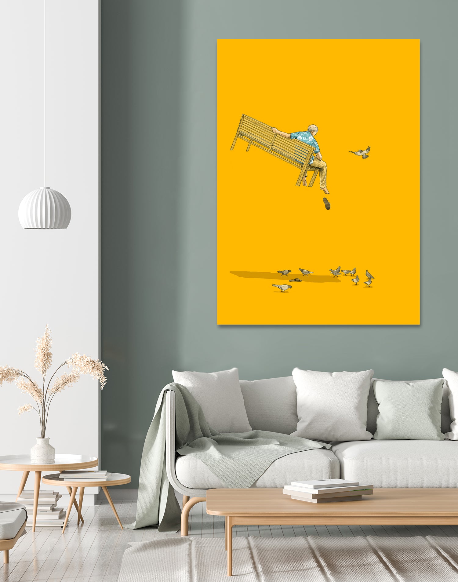 Float - With the pigeons by Jason Ratliff on GIANT ART - yellow digital painting