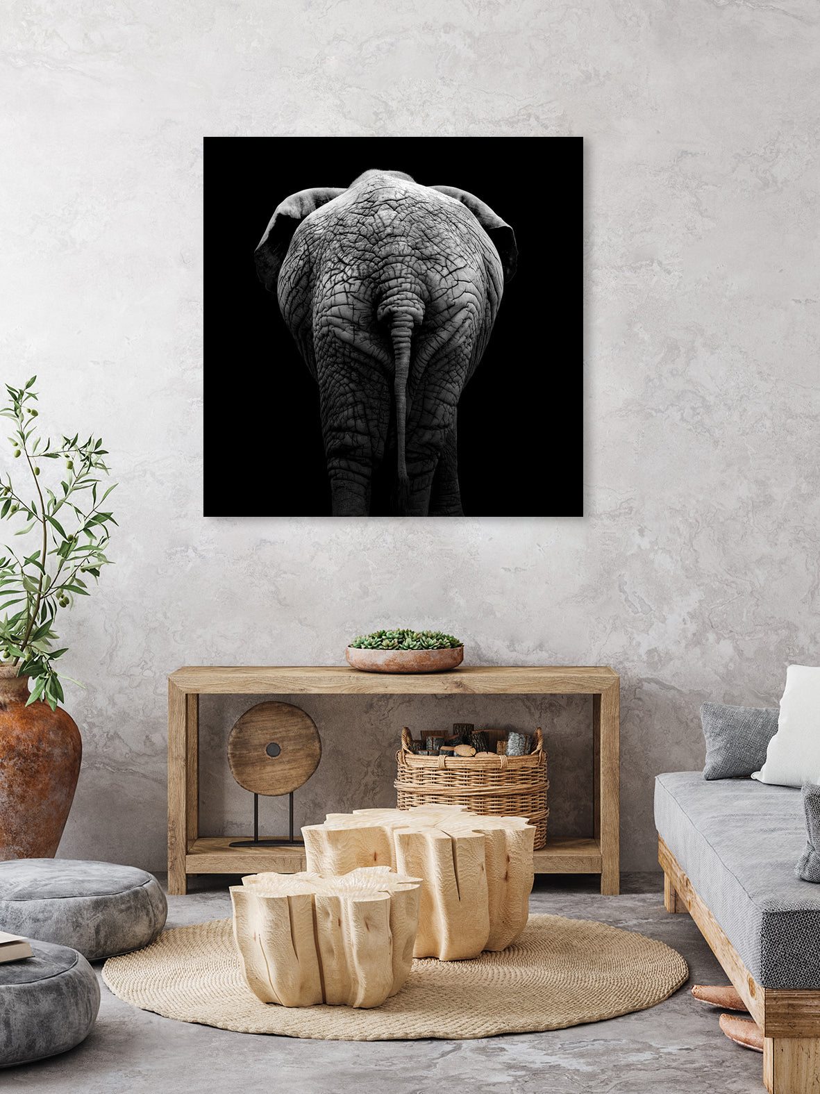 Elephant In Black And White by Lukas Holas on GIANT ART - black photo manipulation