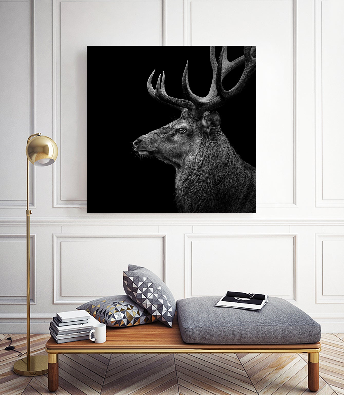 Deer In Black And White by Lukas Holas on GIANT ART - black photo manipulation