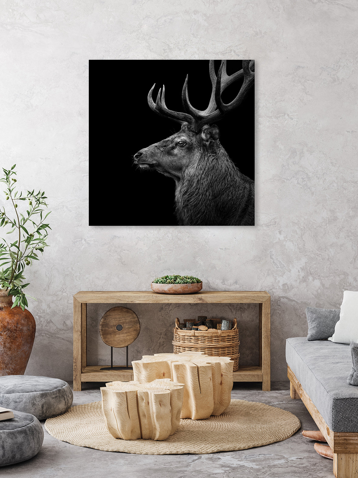 Deer In Black And White by Lukas Holas on GIANT ART - black photo manipulation