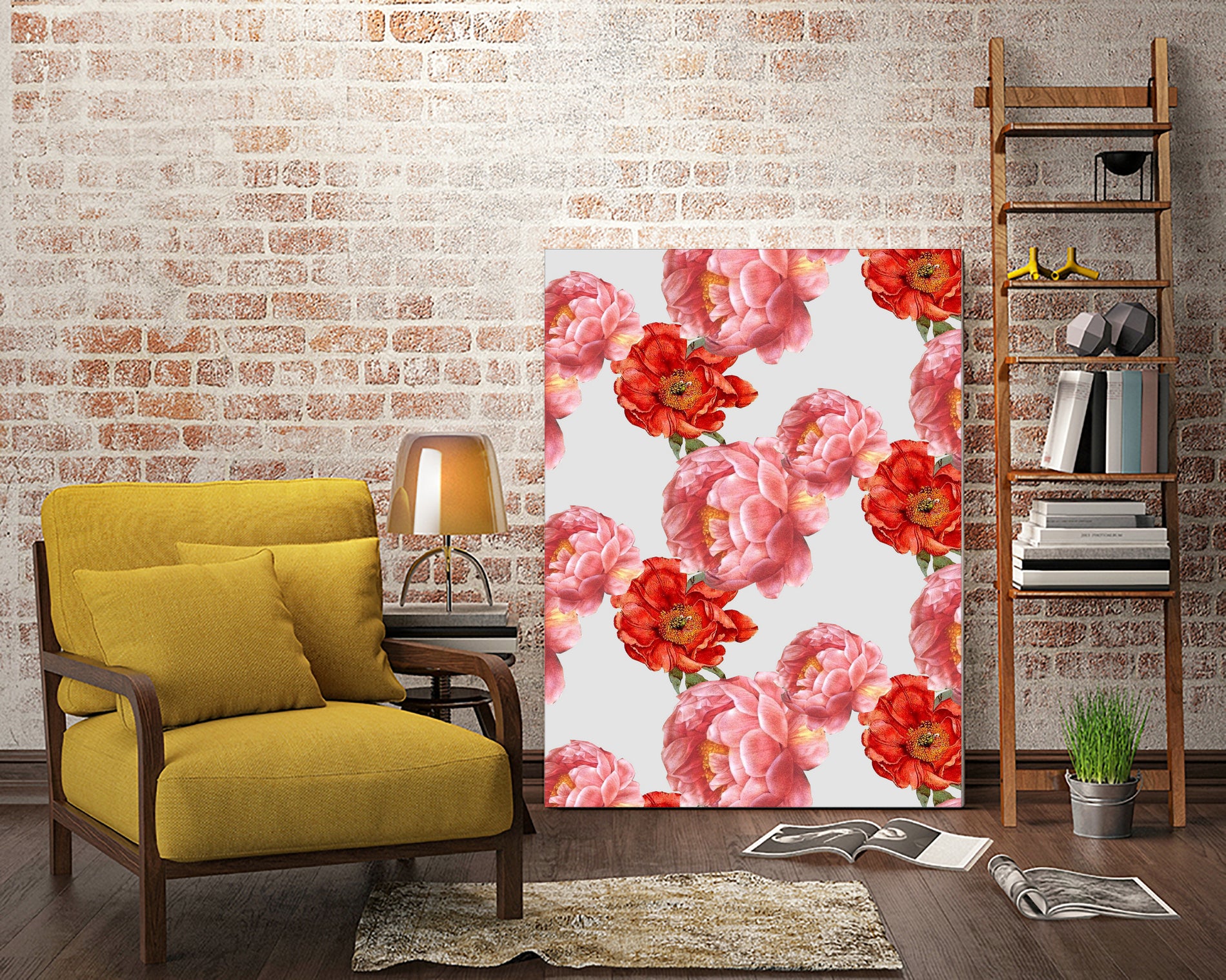 Vintage Floral by laura redburn on GIANT ART - red mixed media