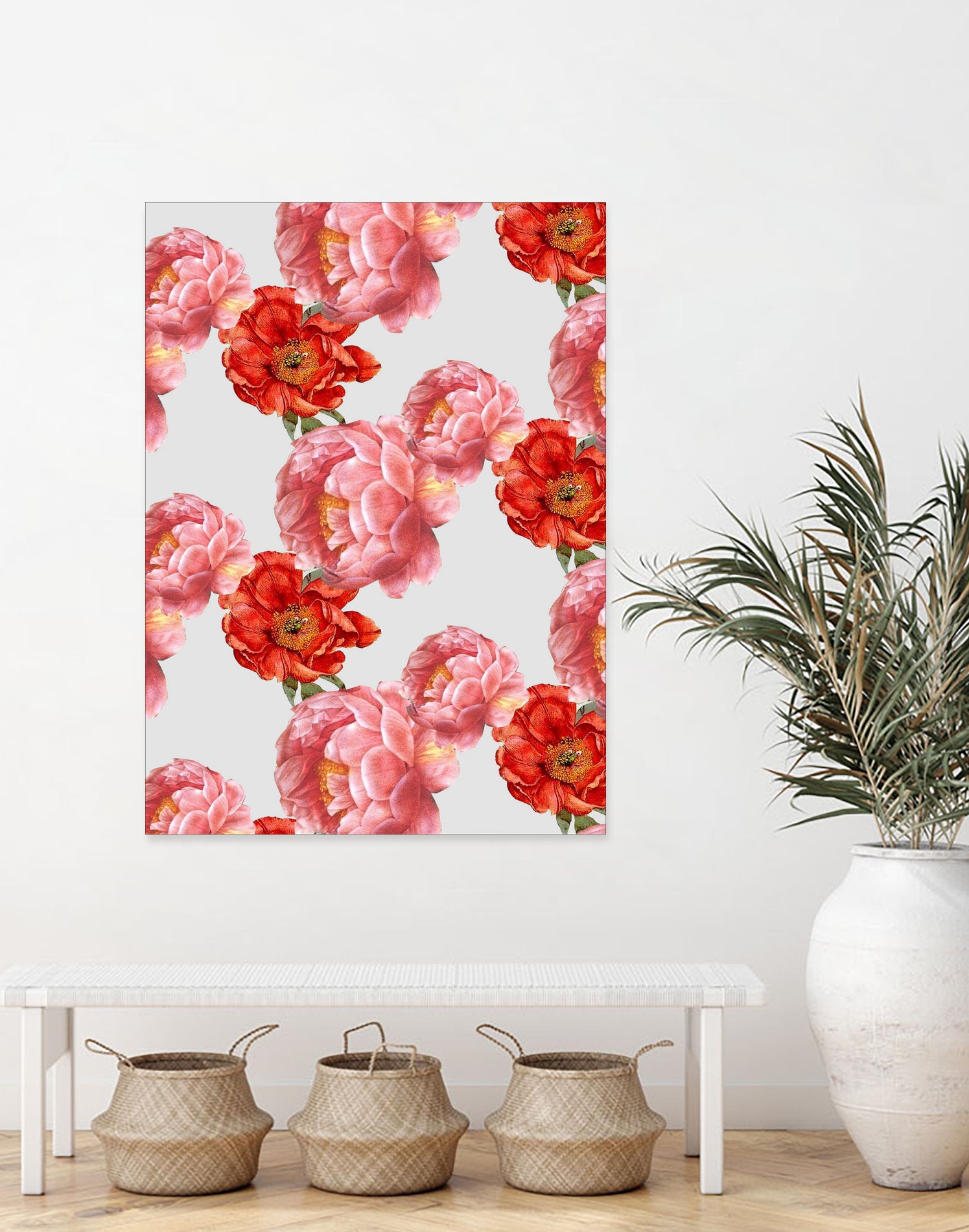 Vintage Floral by laura redburn on GIANT ART - red mixed media