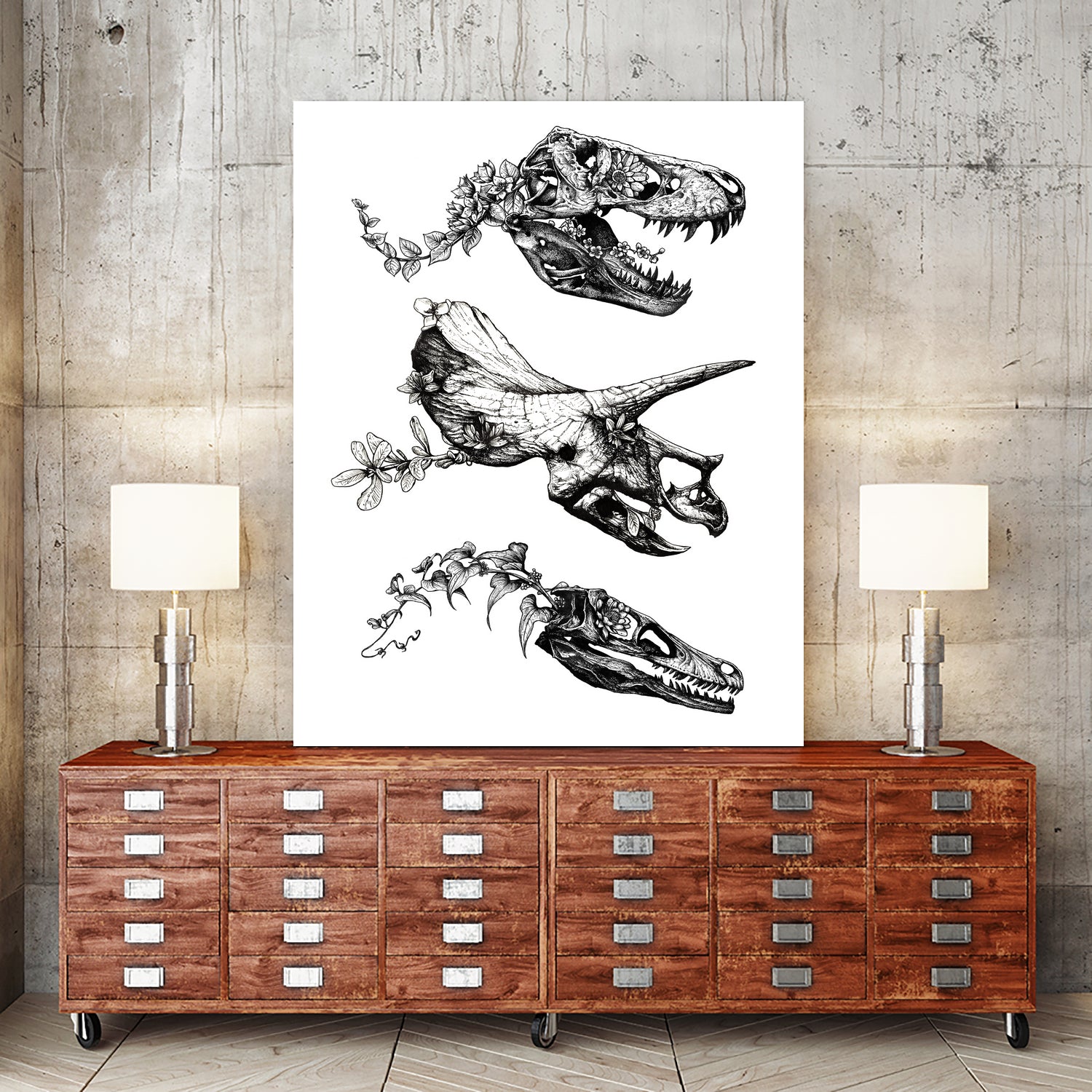 Jurassic Bloom by Nicolas Côme on GIANT ART - black photo illustration