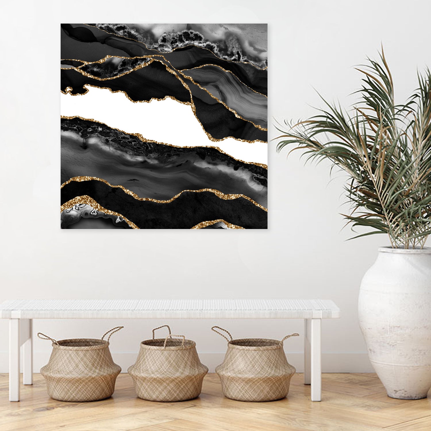 Black & Gold Agate Texture 06 by Isabel Muñoz on GIANT ART - black digital painting