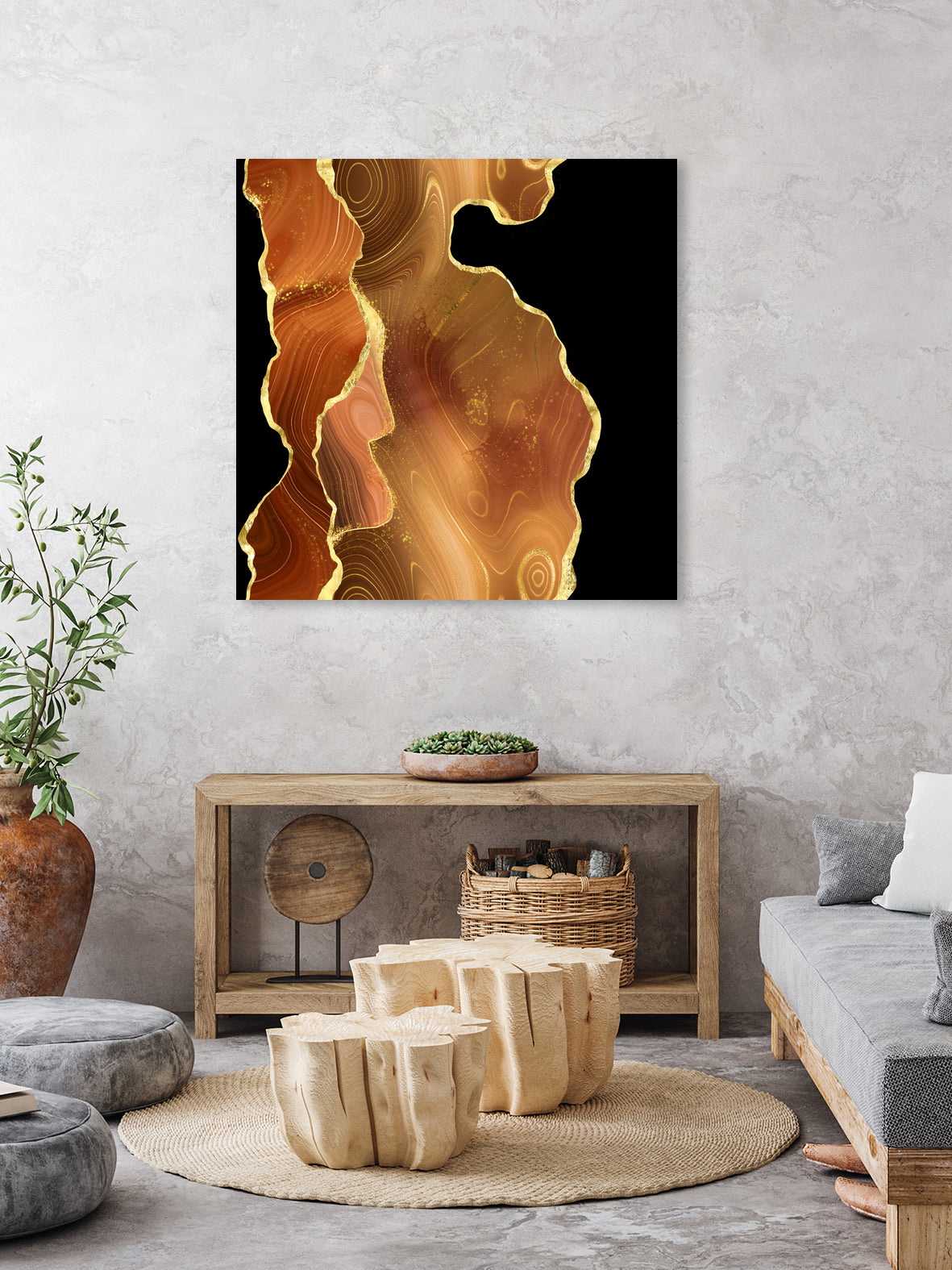 Orange Gold Agate Texture 03 by Isabel Muñoz on GIANT ART - orange digital painting