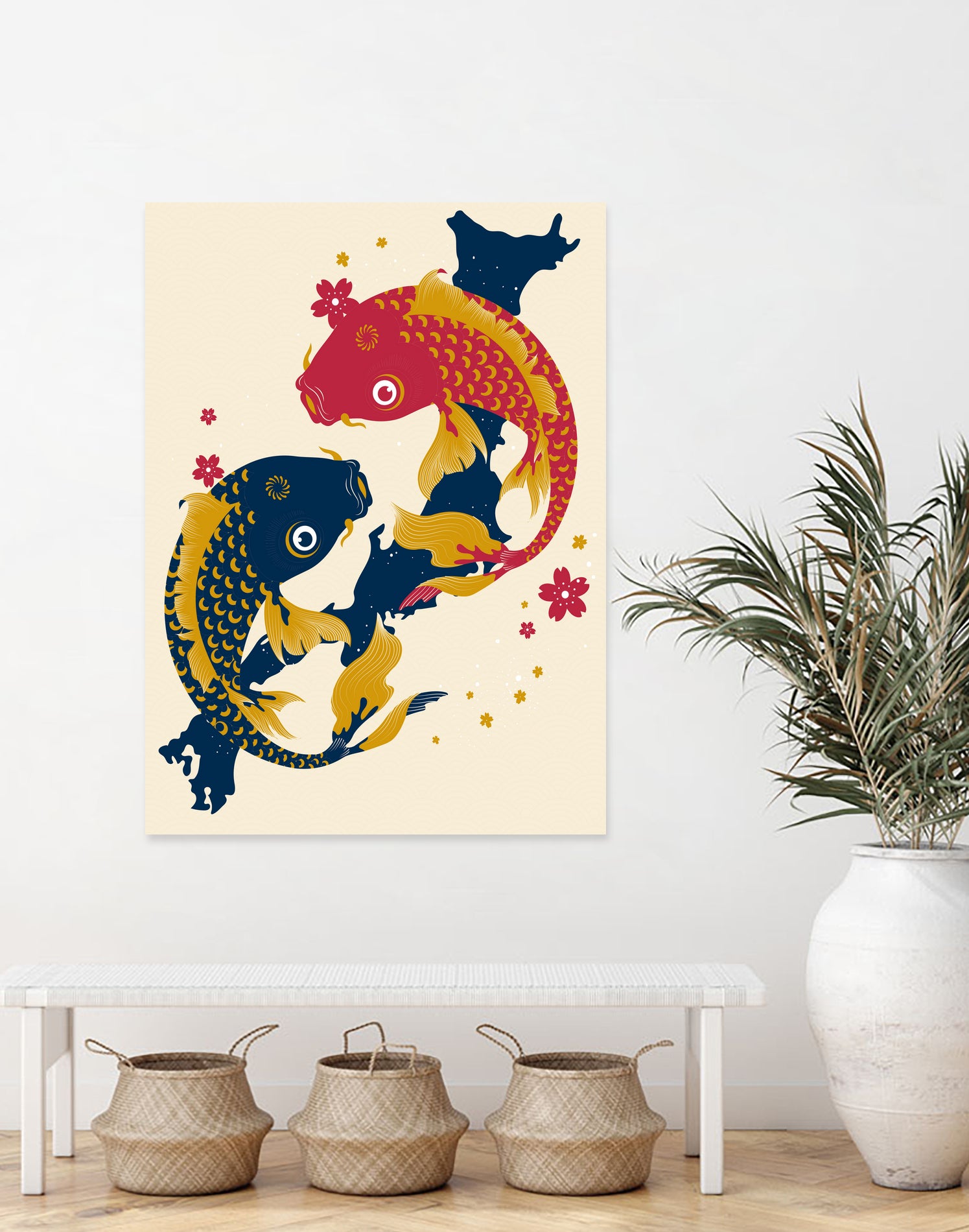 Koi Fish Japan Red Blue Illustrations by Edo Agus Setiawan on GIANT ART - yellow photo illustration
