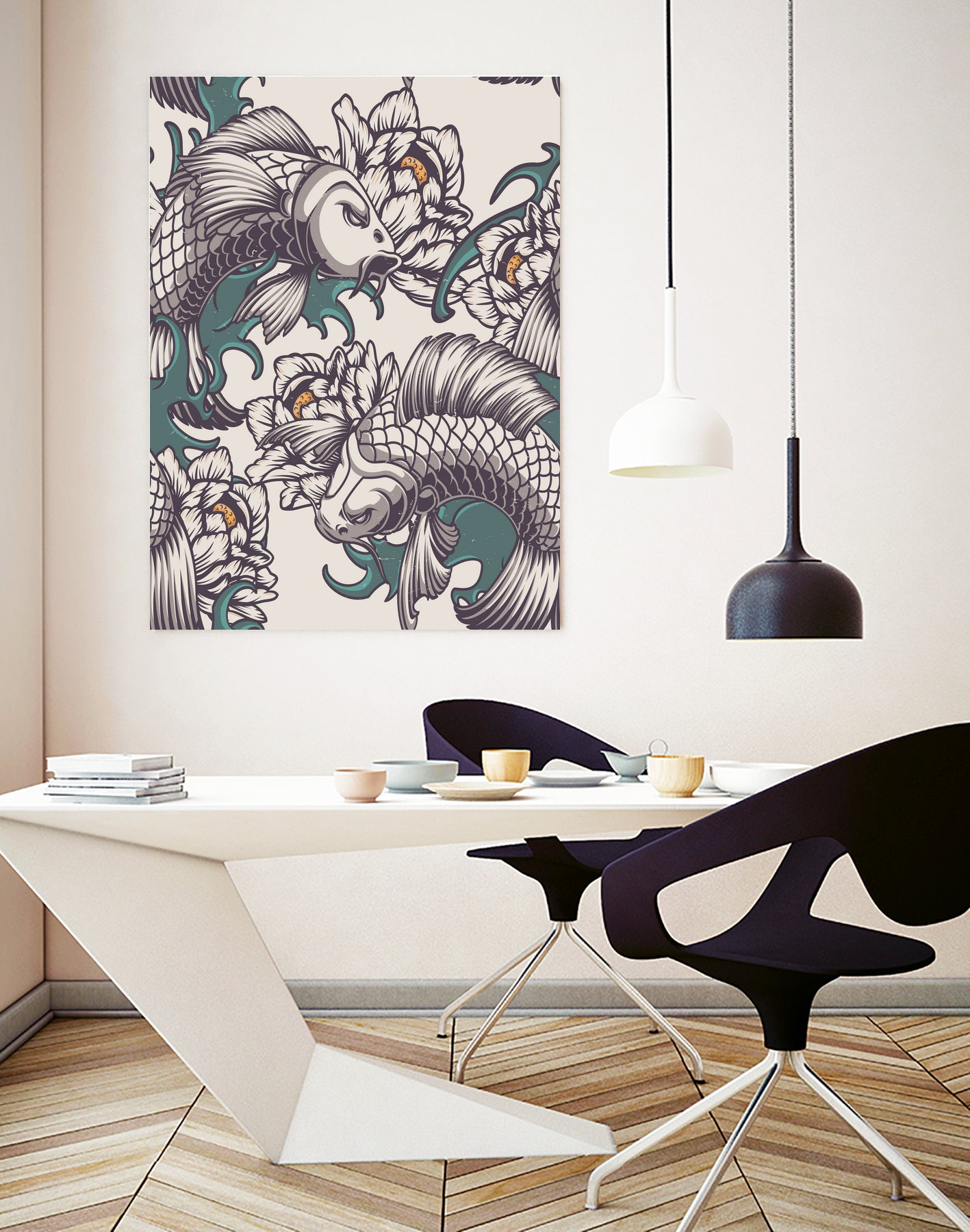 Koi Fish Japan Illustrations by Edo Agus Setiawan on GIANT ART - white digital painting