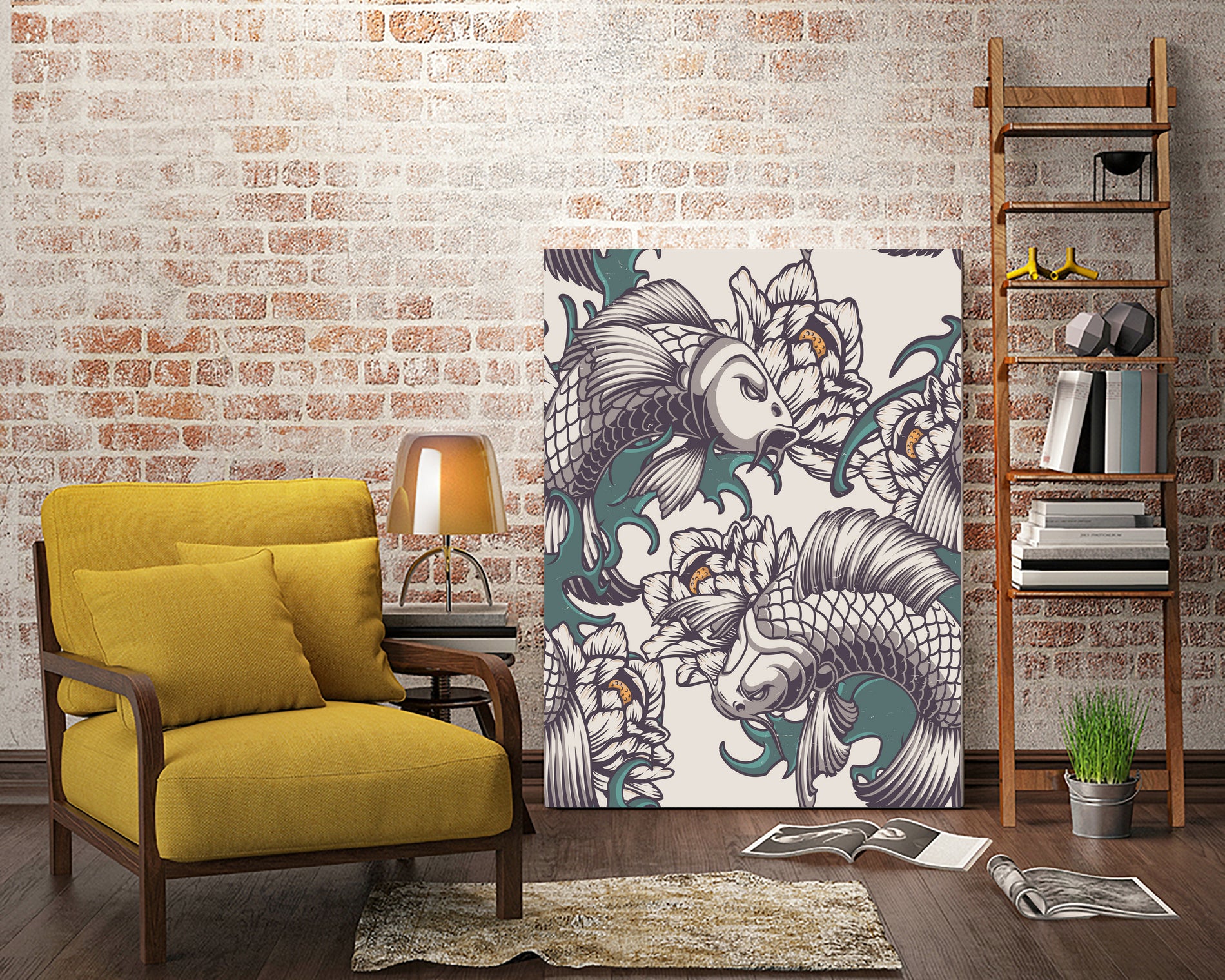 Koi Fish Japan Illustrations by Edo Agus Setiawan on GIANT ART - white digital painting