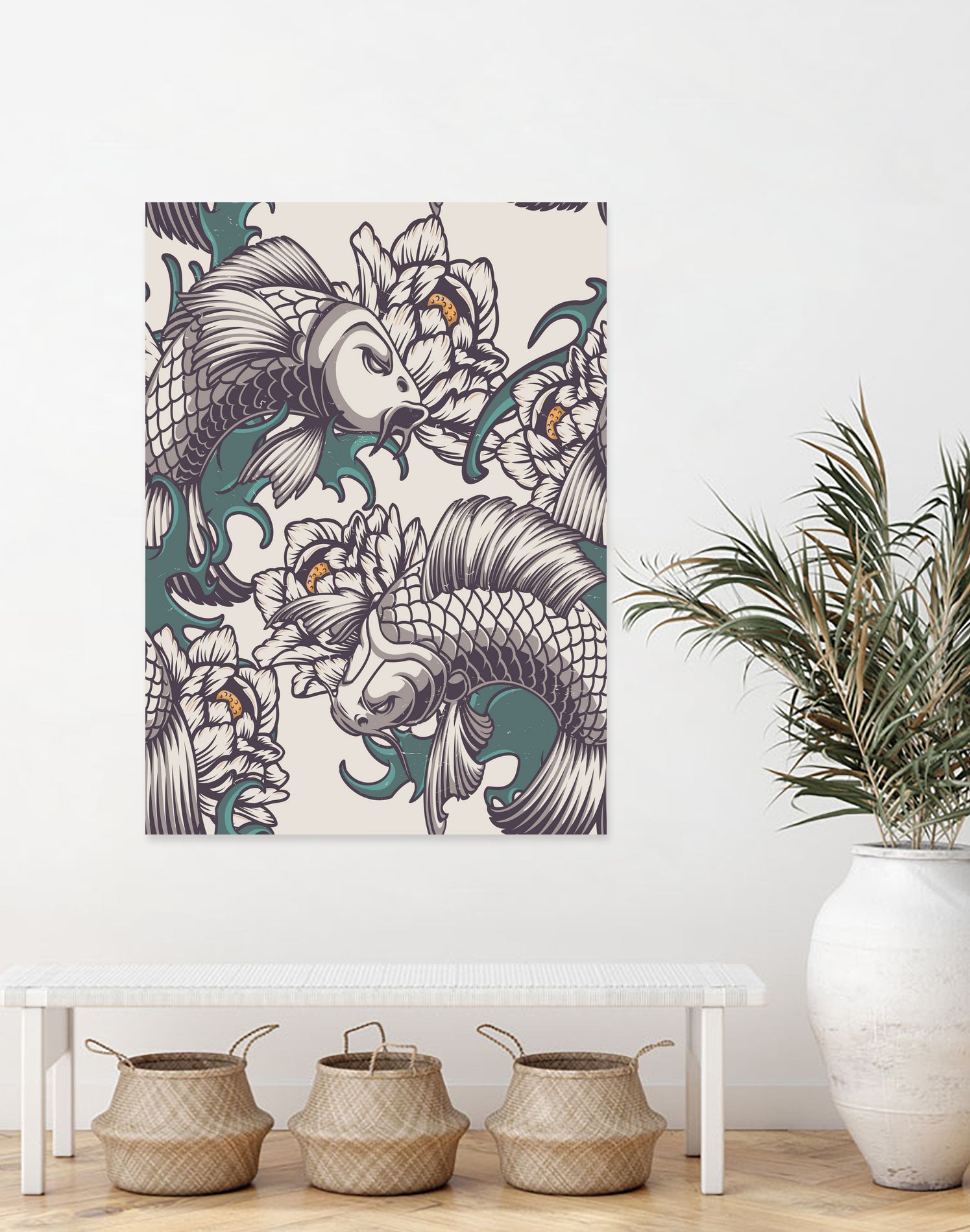 Koi Fish Japan Illustrations by Edo Agus Setiawan on GIANT ART - white digital painting