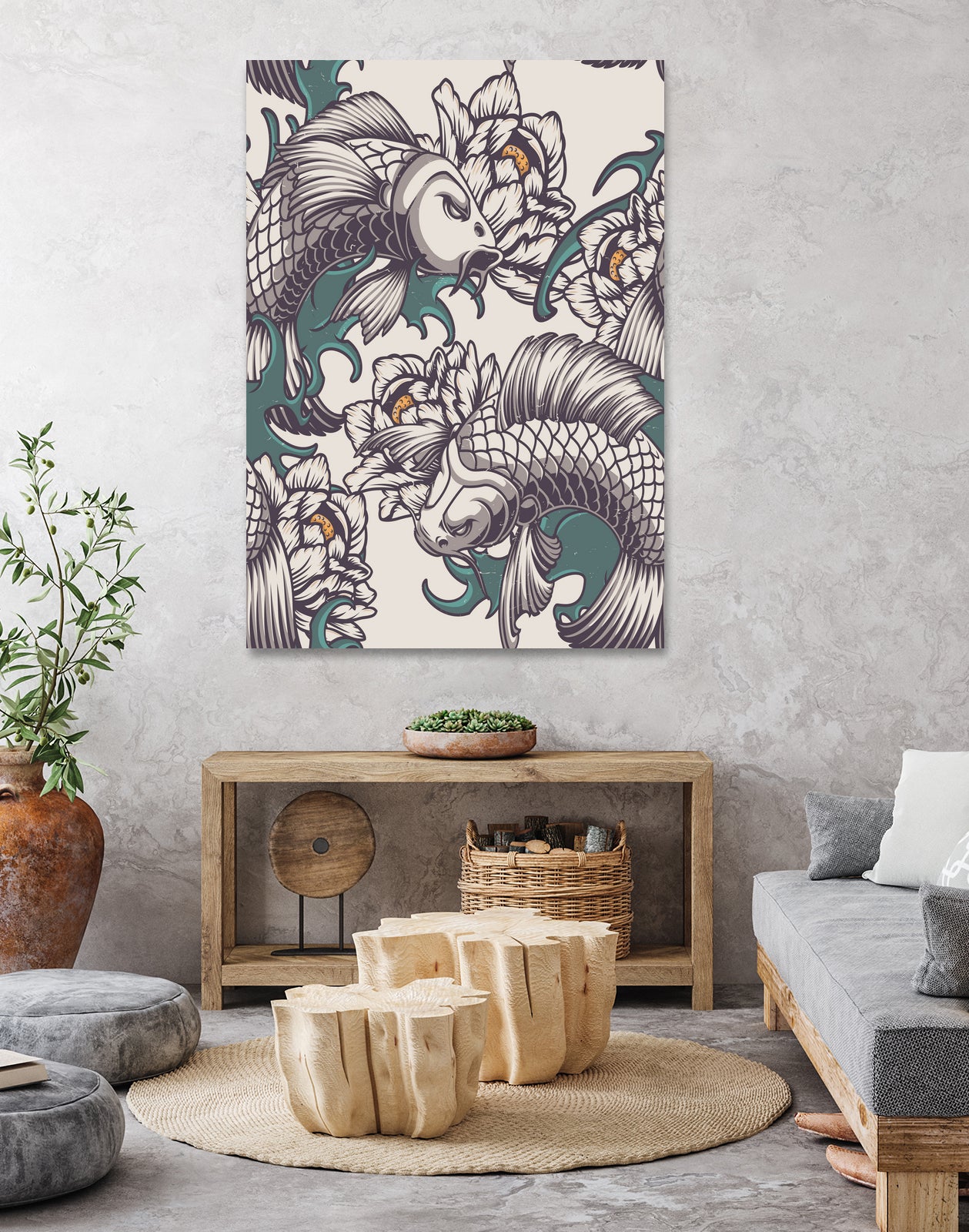 Koi Fish Japan Illustrations by Edo Agus Setiawan on GIANT ART - white digital painting