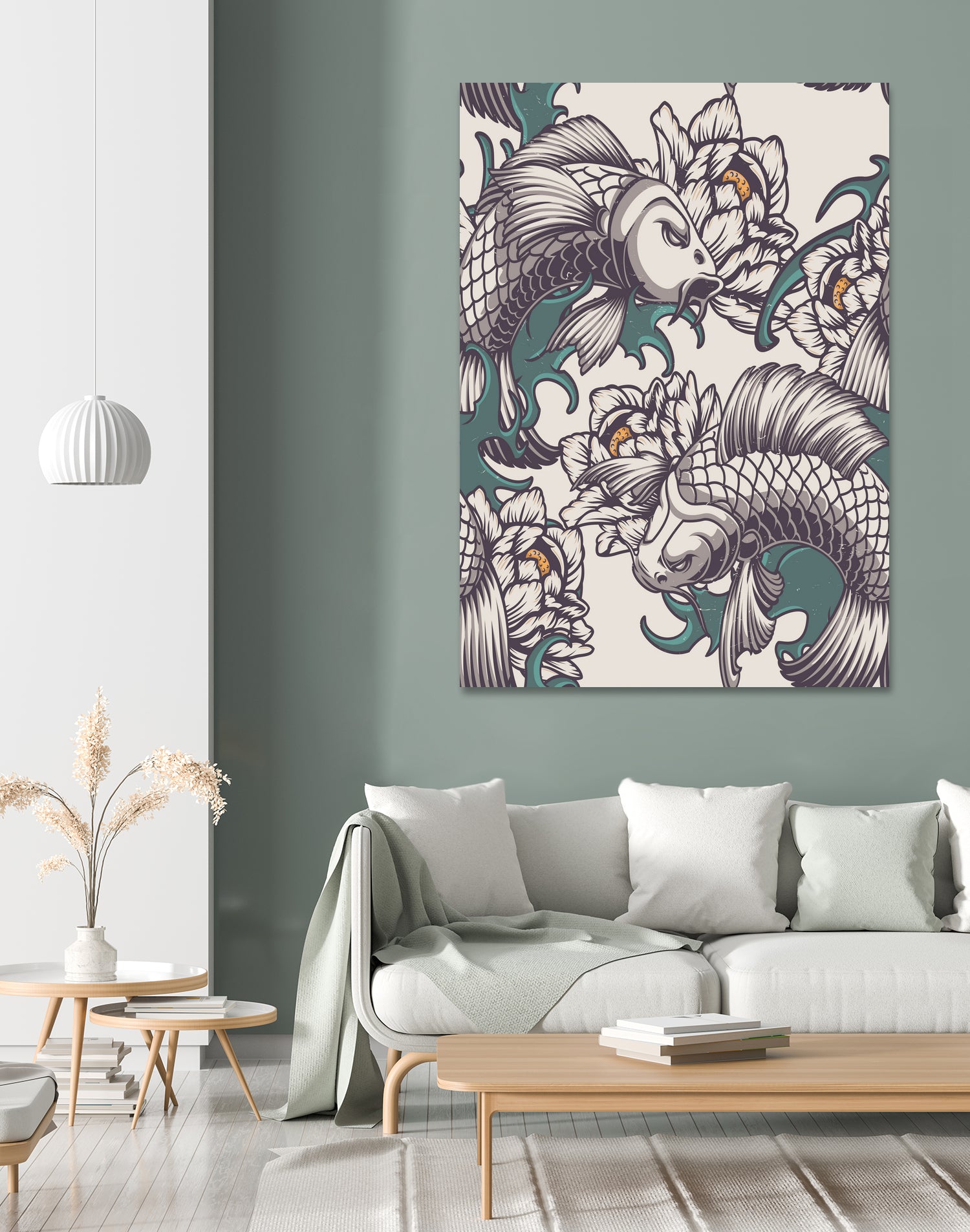 Koi Fish Japan Illustrations by Edo Agus Setiawan on GIANT ART - white digital painting