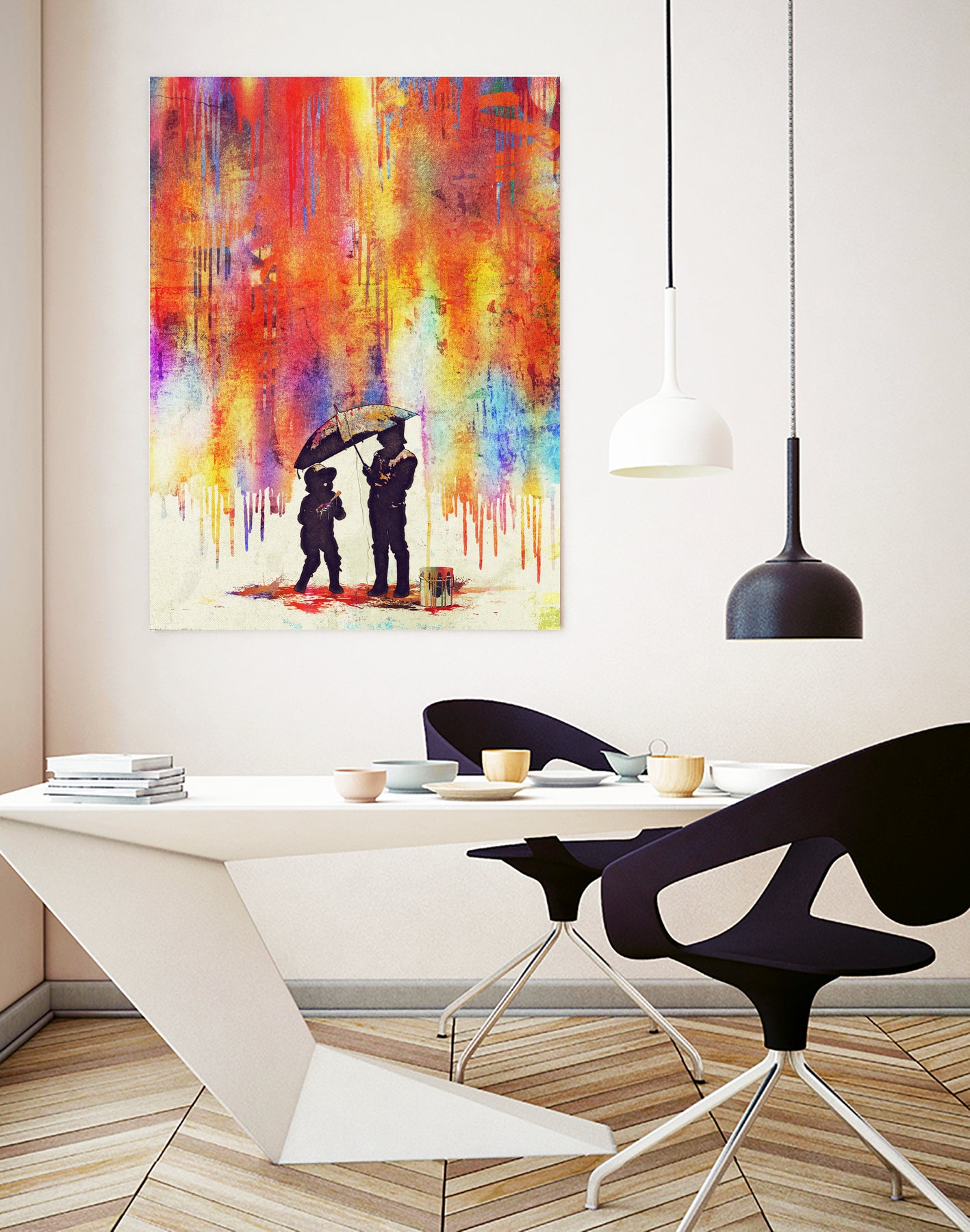 Enfants sous la pluie by Johann Brangeon on GIANT ART - white digital painting