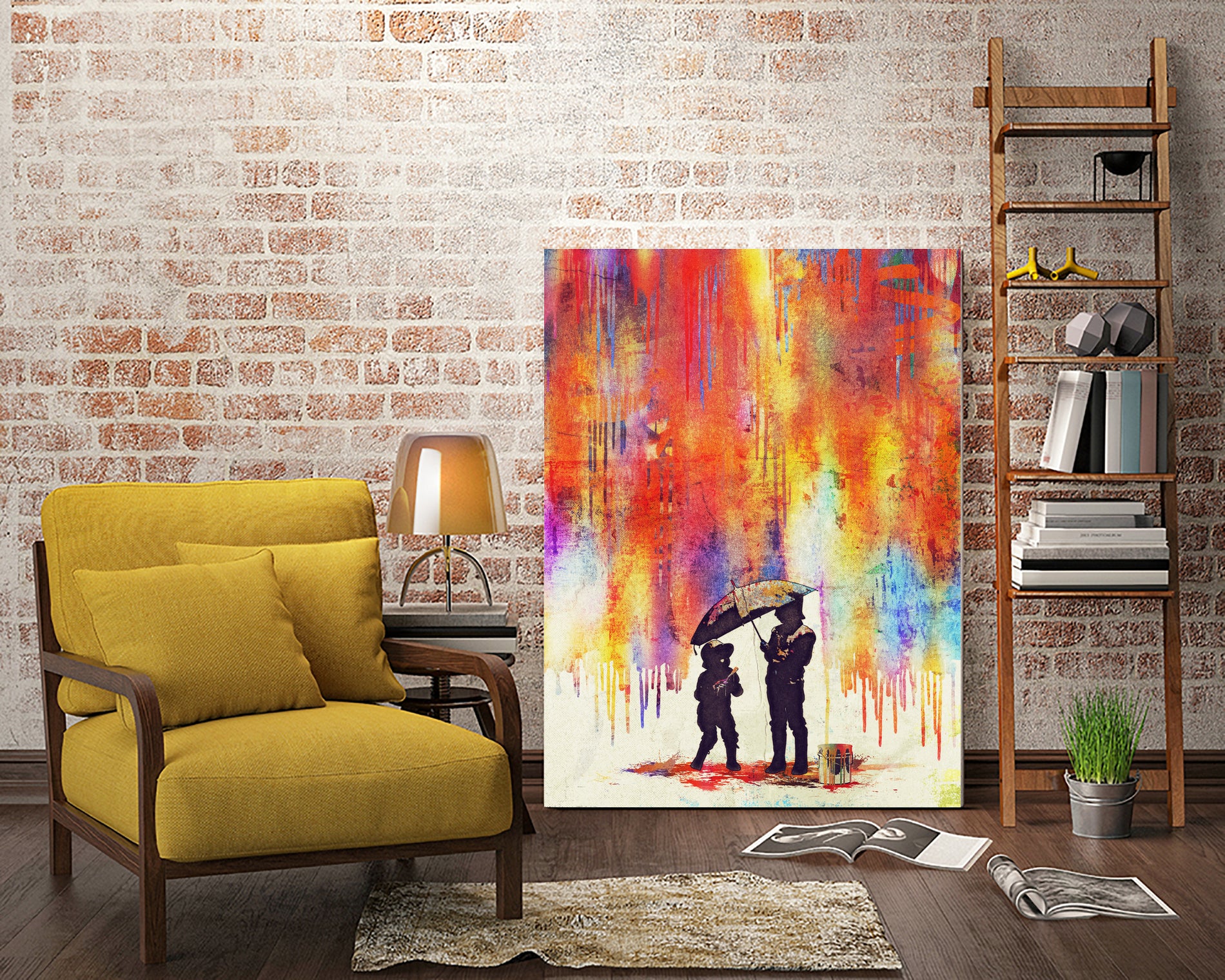 Enfants sous la pluie by Johann Brangeon on GIANT ART - white digital painting