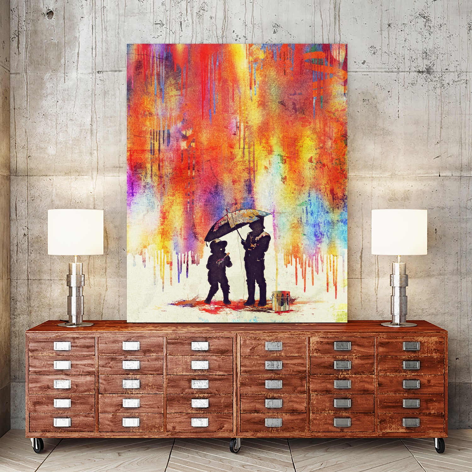 Enfants sous la pluie by Johann Brangeon on GIANT ART - white digital painting