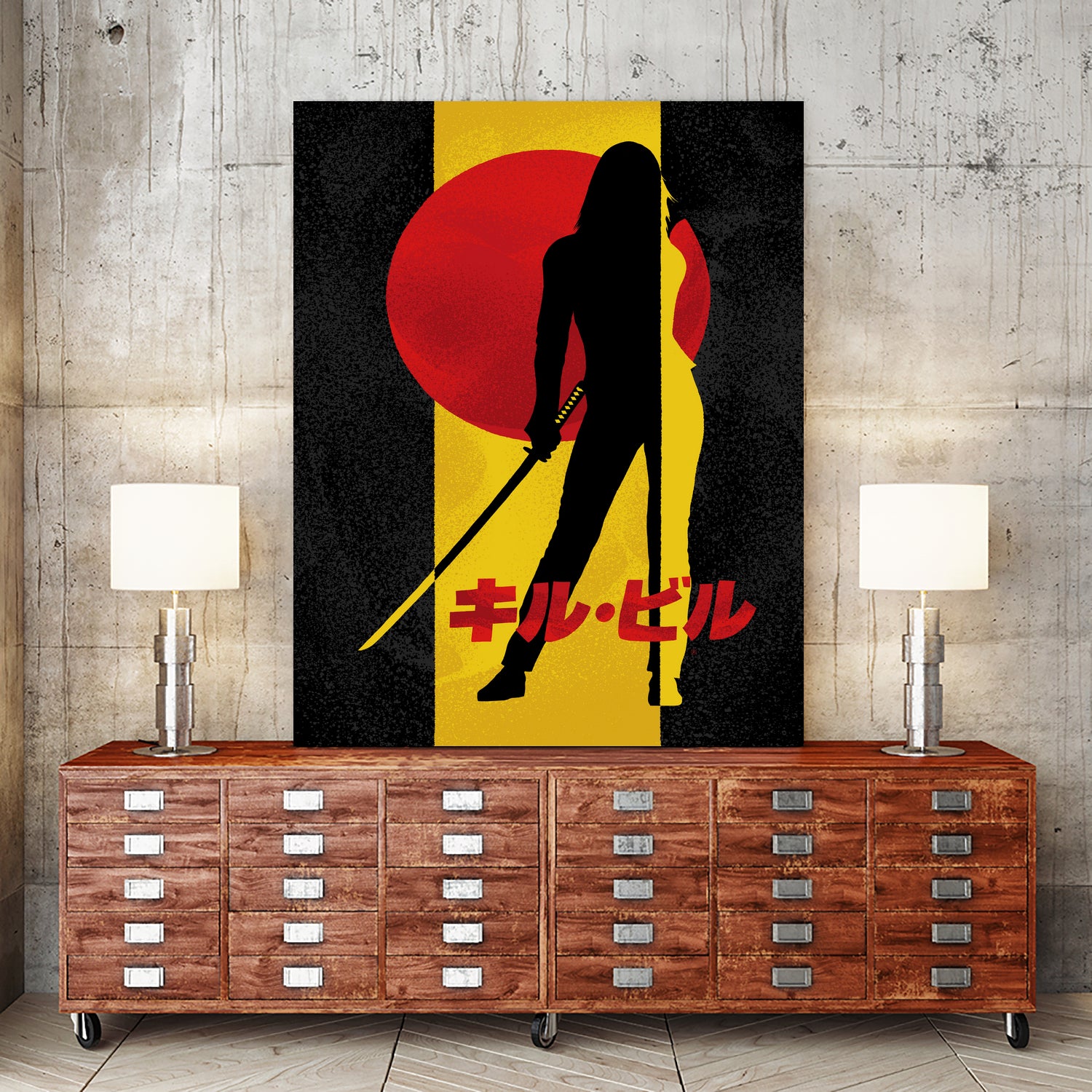 Kill Bill Silhouette by Nikita Abakumov on GIANT ART - yellow digital painting