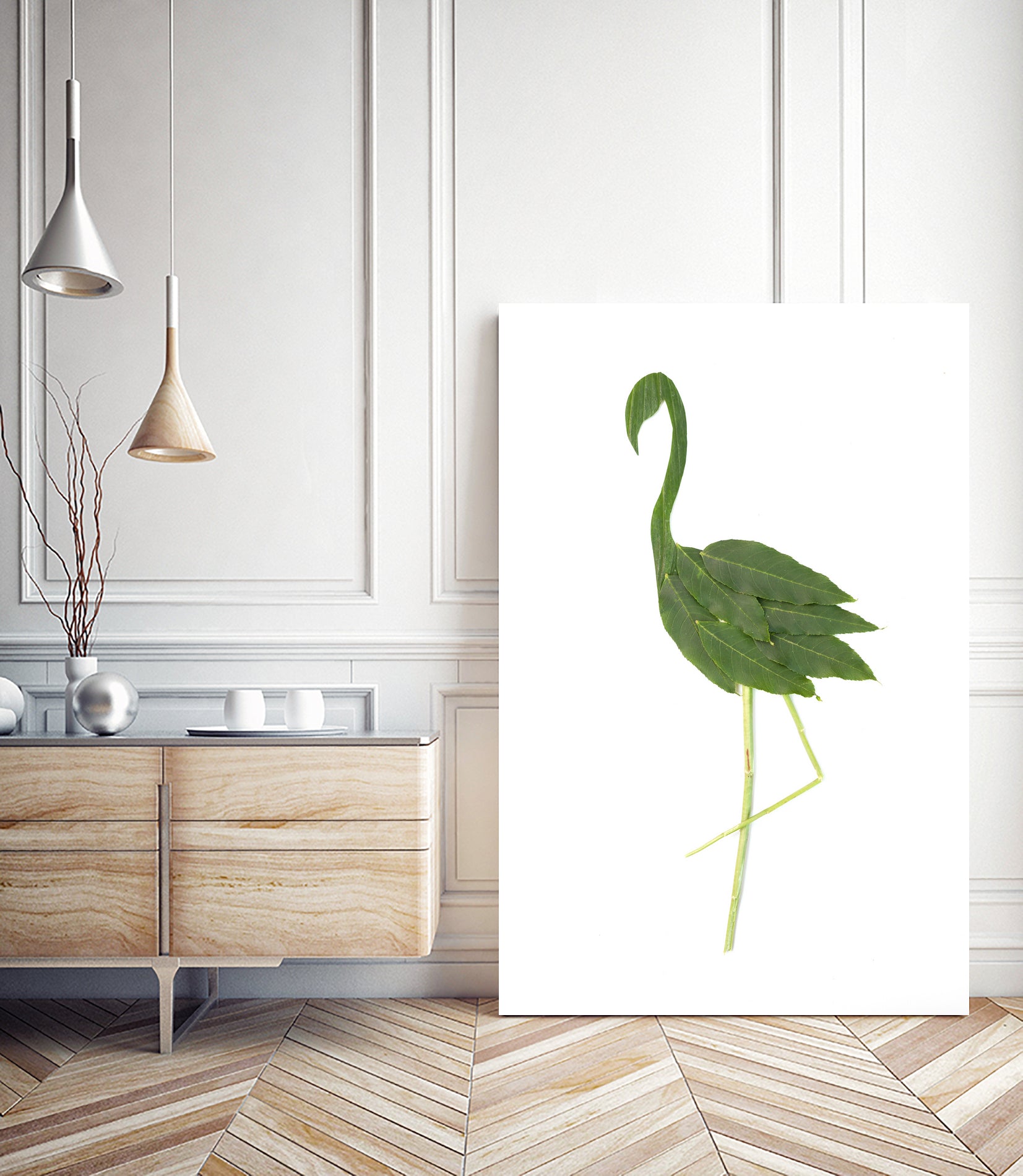 Flamingo by Olivia Lorot on GIANT ART - green photo illustration