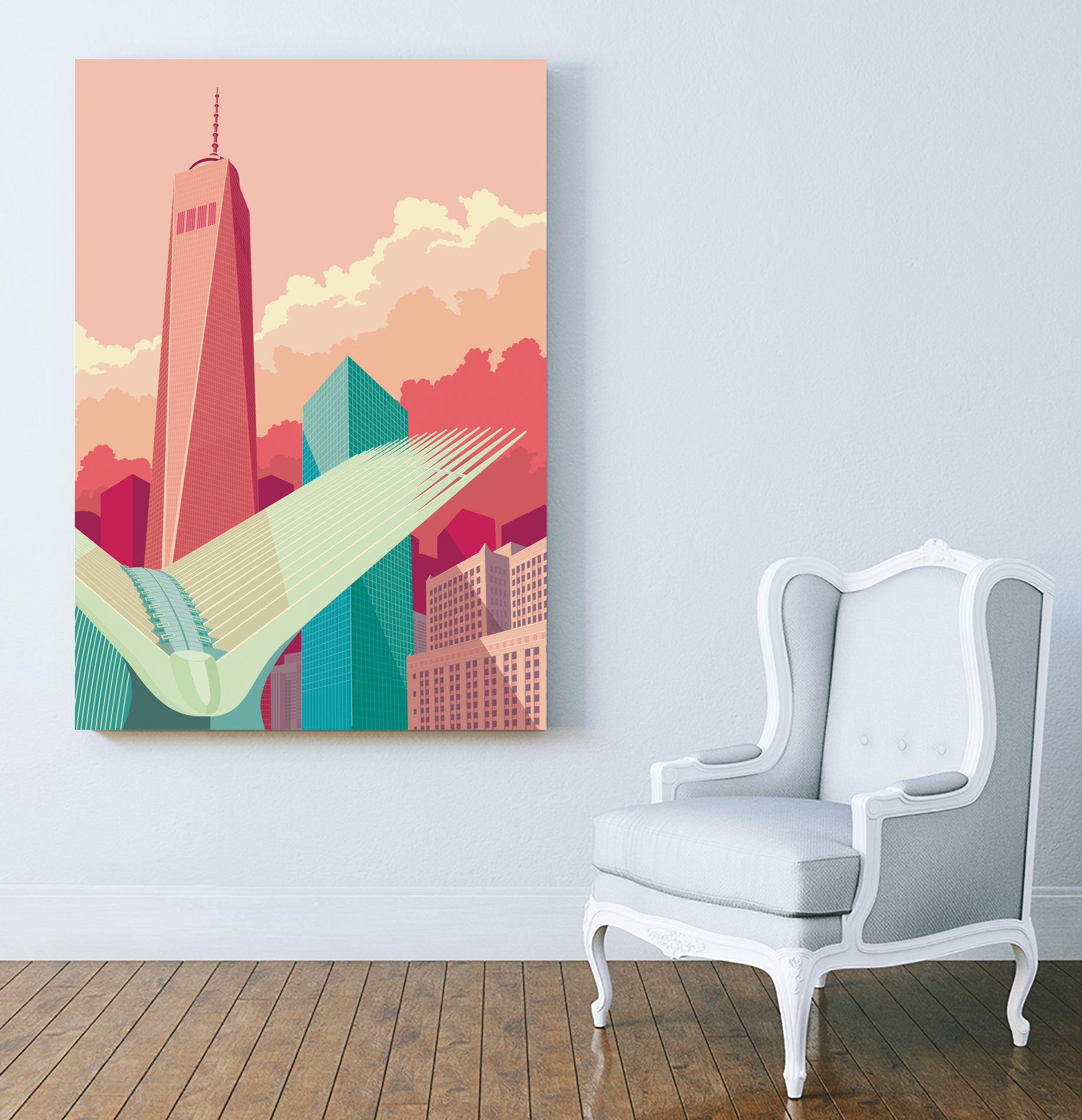 WTC NYC by Remko Heemskerk on GIANT ART - pink digital drawing