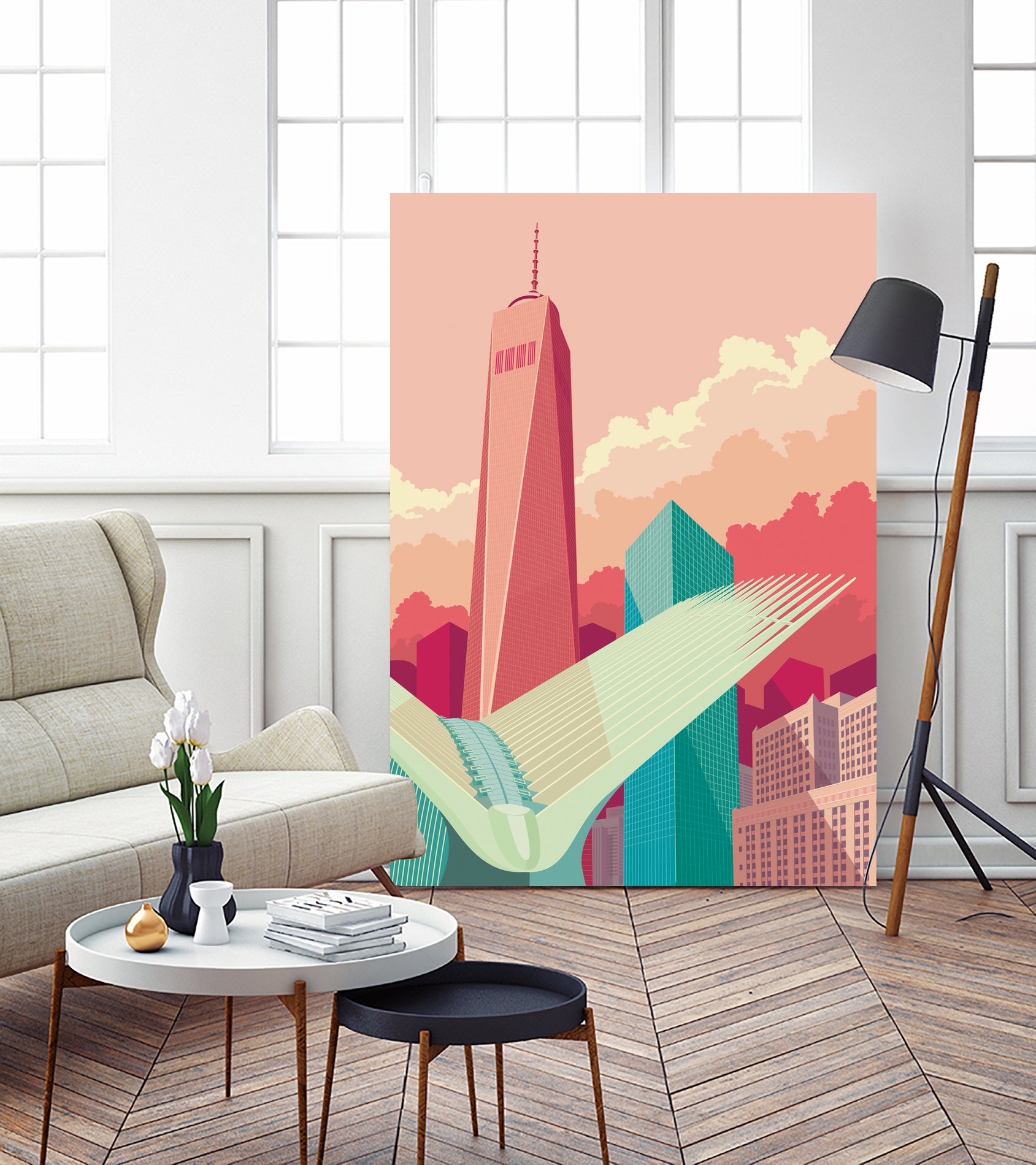 WTC NYC by Remko Heemskerk on GIANT ART - pink digital drawing