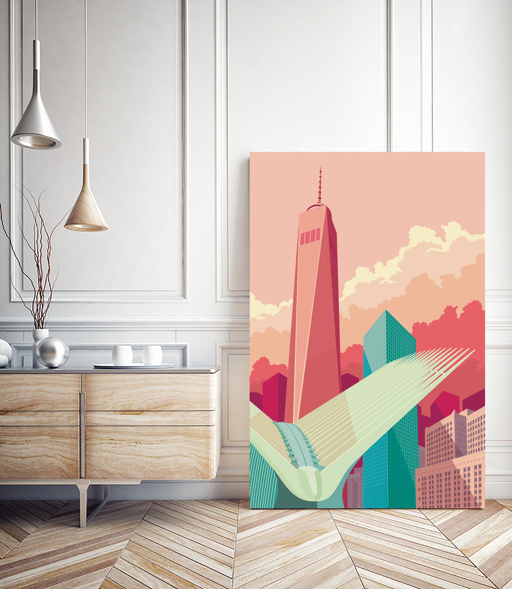 WTC NYC by Remko Heemskerk on GIANT ART - pink digital drawing