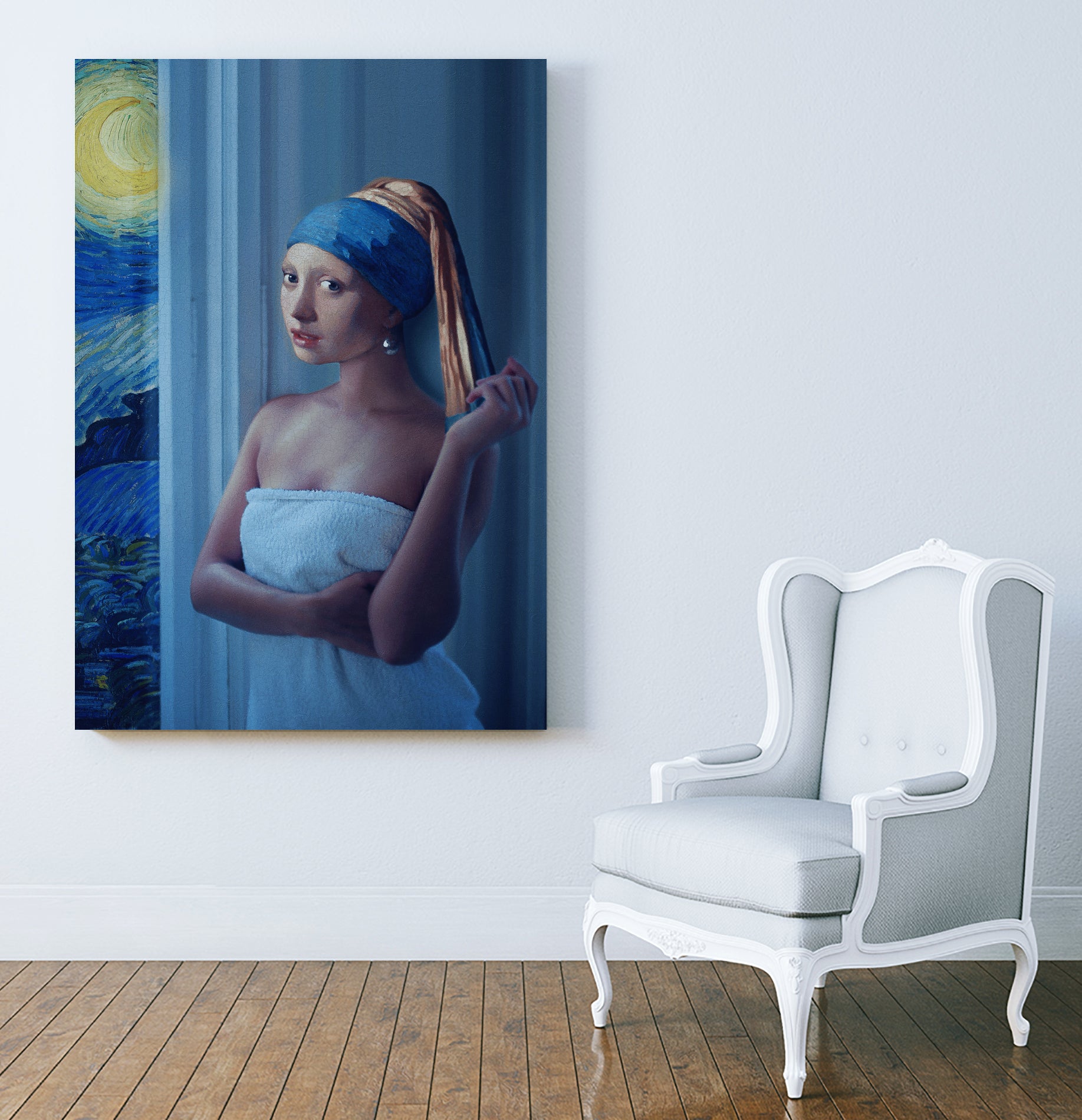 Starry Night Girl by Jonas Loose on GIANT ART - blue digital painting