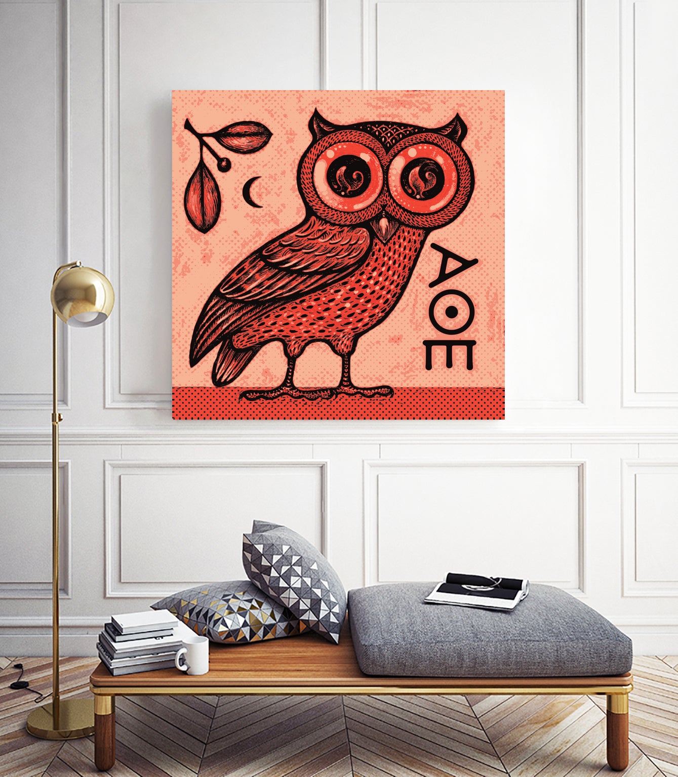 Athena's Owl by Scott Partridge on GIANT ART - red mixed media