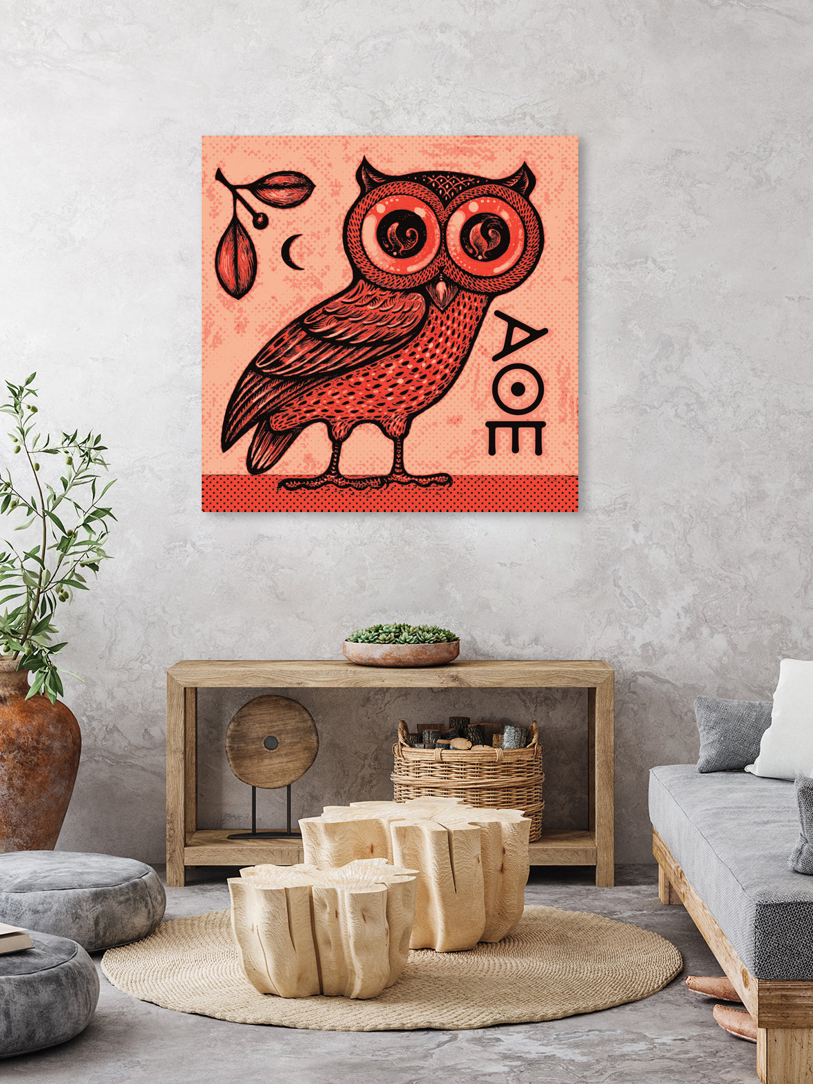 Athena's Owl by Scott Partridge on GIANT ART - red mixed media