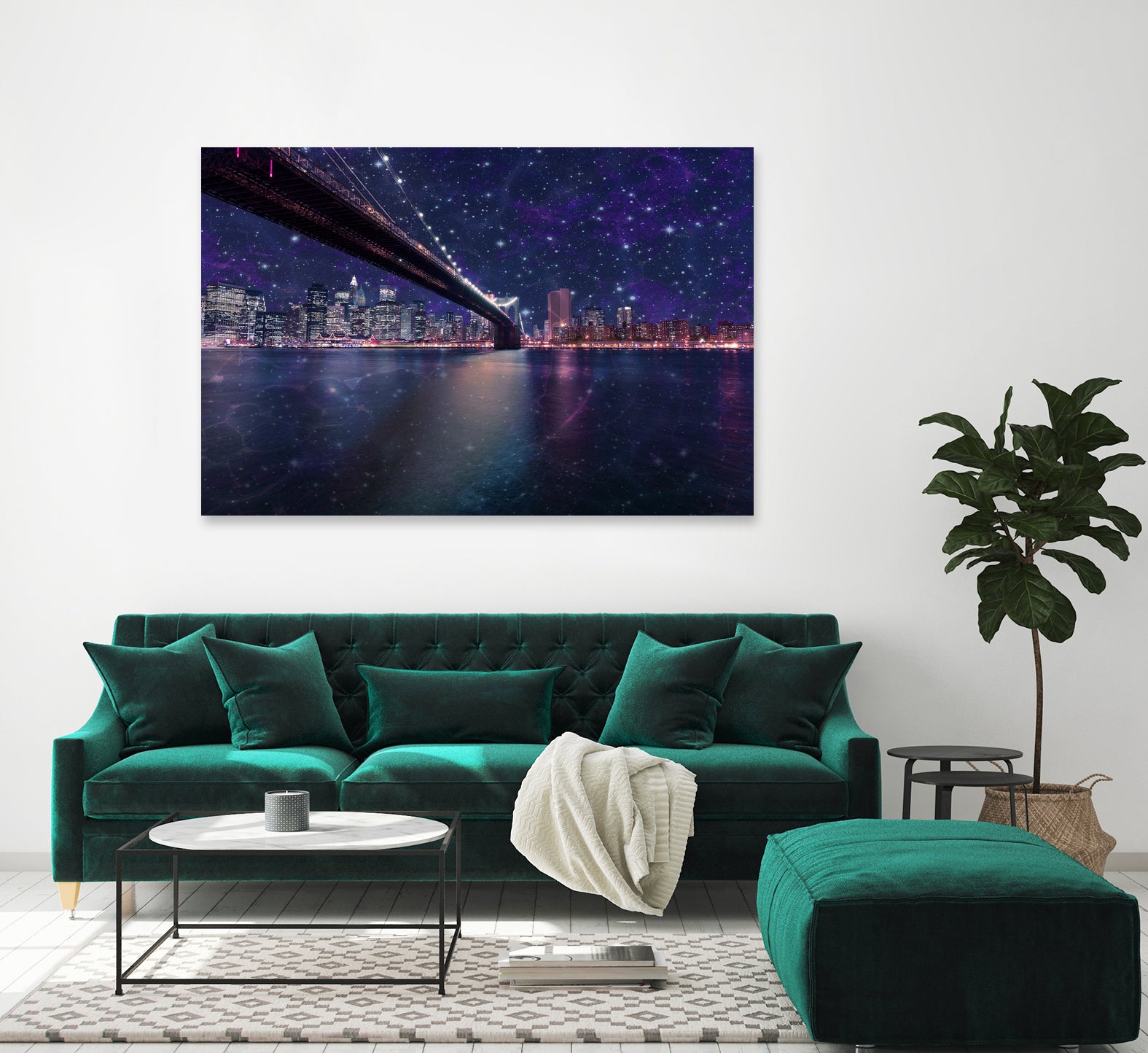 Spacey Manhattan Skyline by Susan Kline on GIANT ART - blue photo illustration