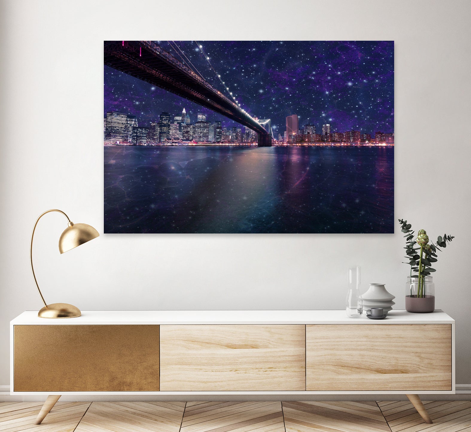 Spacey Manhattan Skyline by Susan Kline on GIANT ART - blue photo illustration