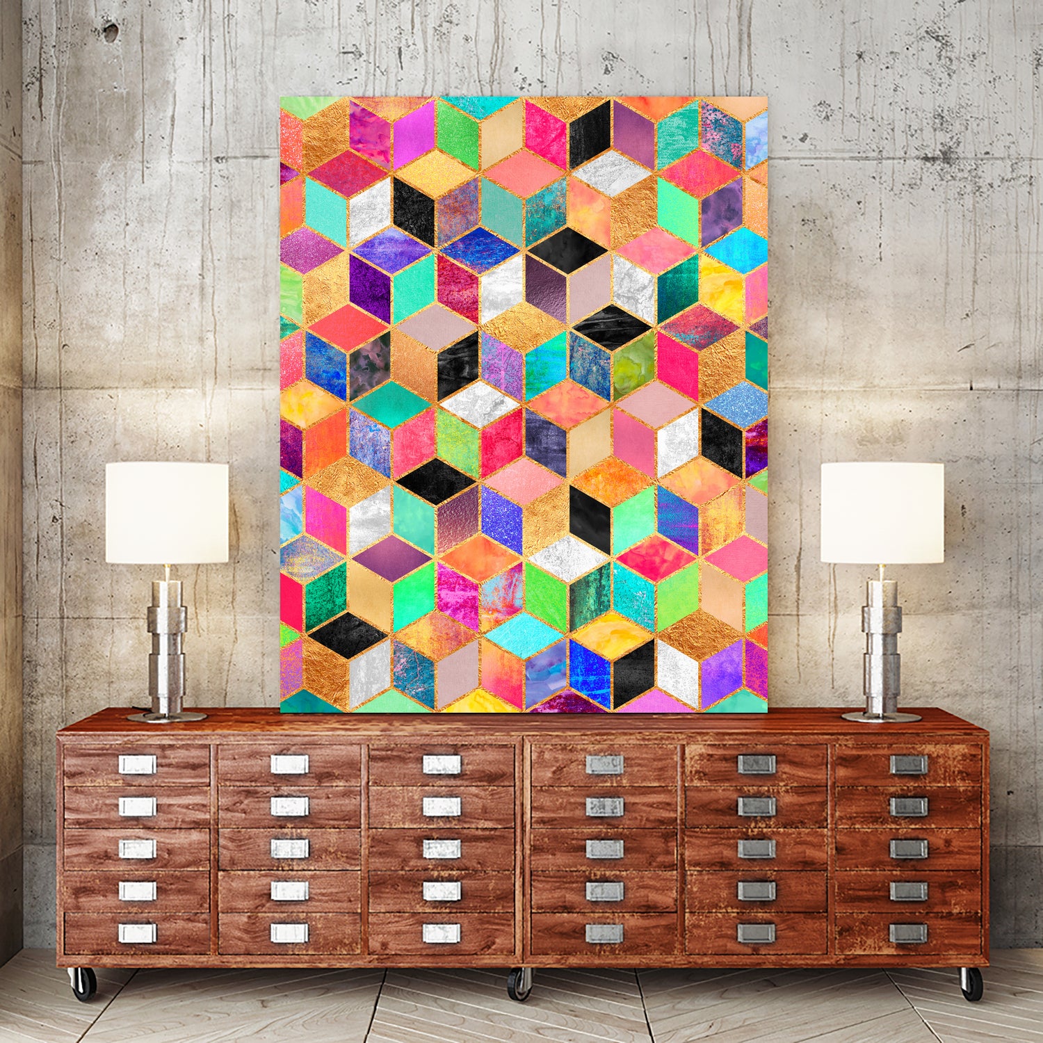Colorful Cubes by Elisabeth Fredriksson on GIANT ART - pink digital painting