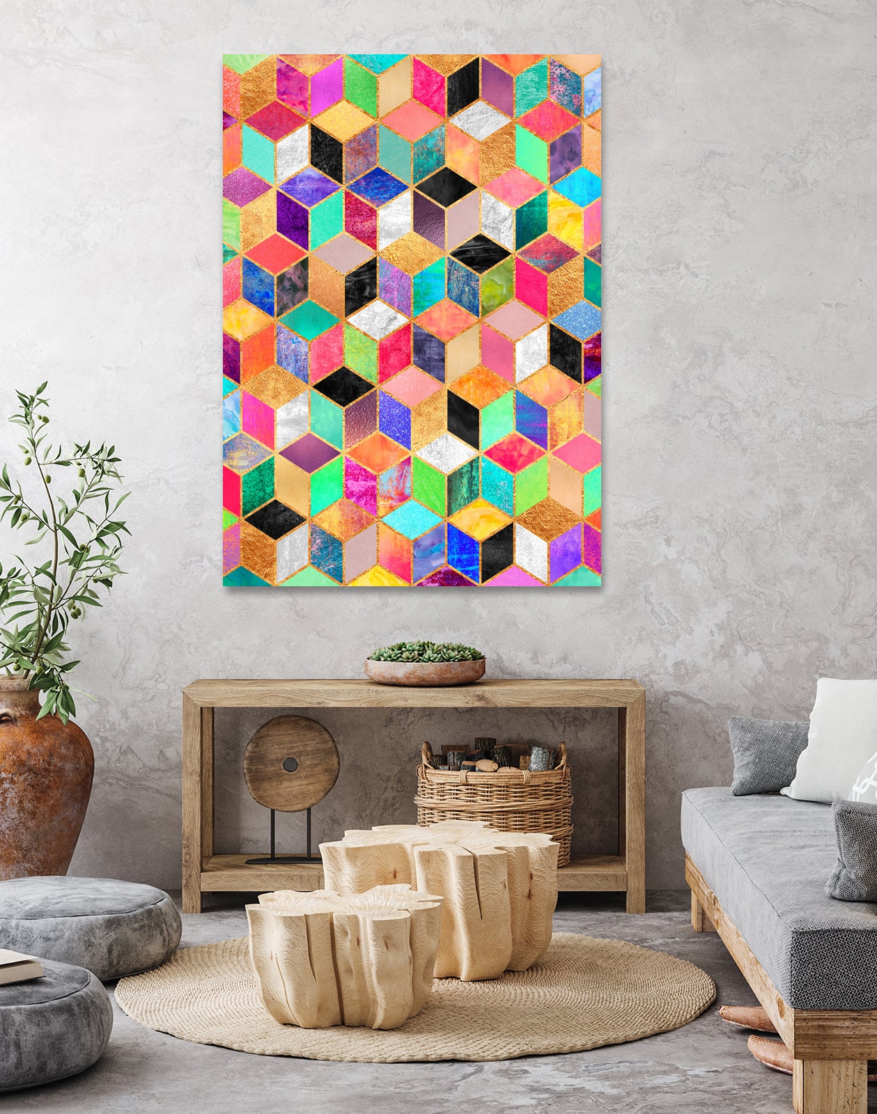 Colorful Cubes by Elisabeth Fredriksson on GIANT ART - pink digital painting