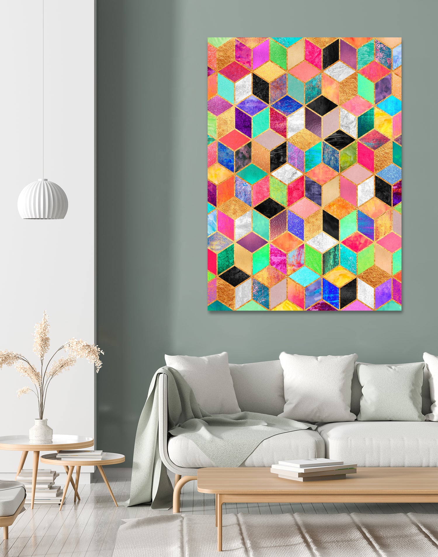 Colorful Cubes by Elisabeth Fredriksson on GIANT ART - pink digital painting