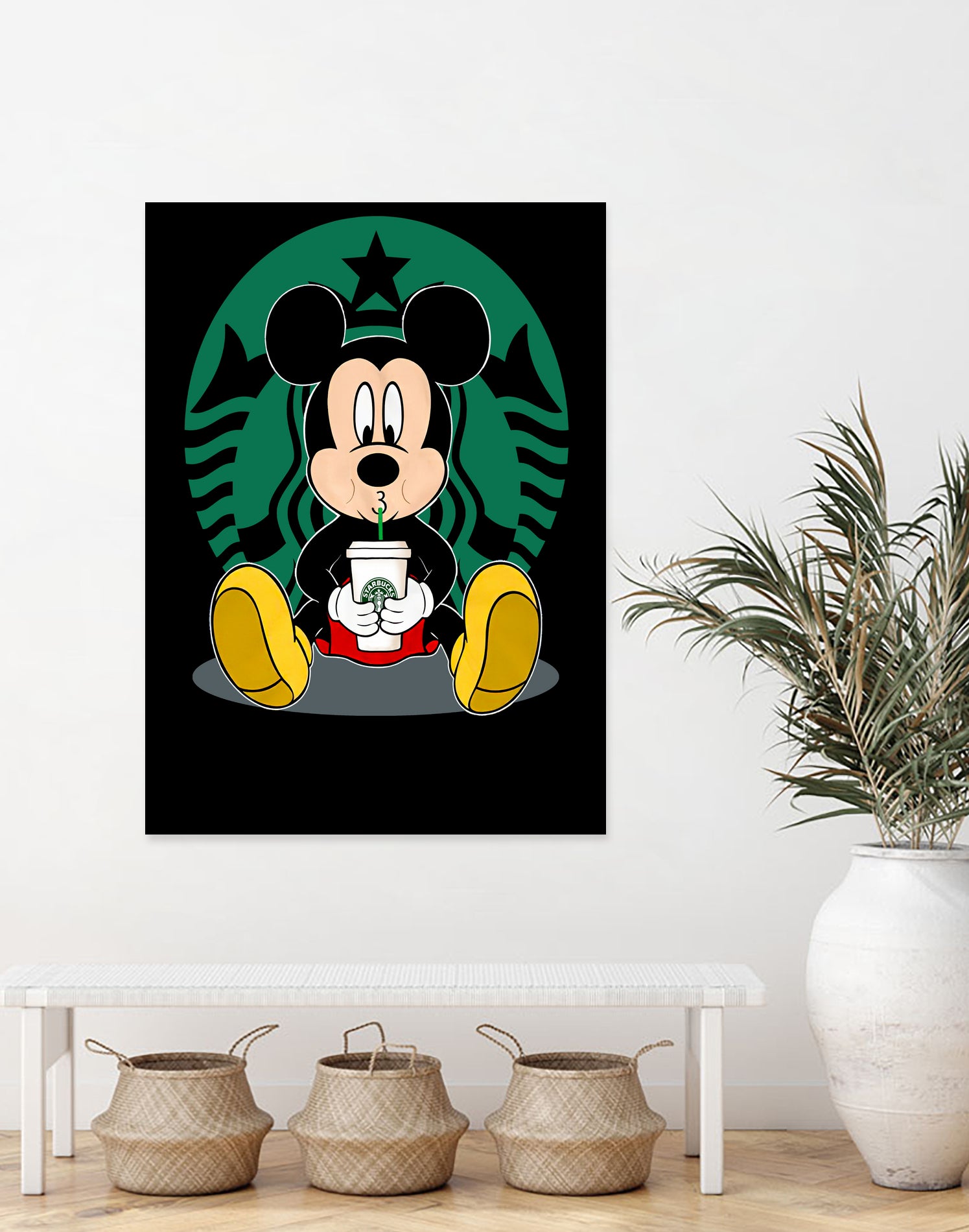 Disney Mickey Starbucks Lover by Nguyet Nguyen Thi Bich on GIANT ART - green character design