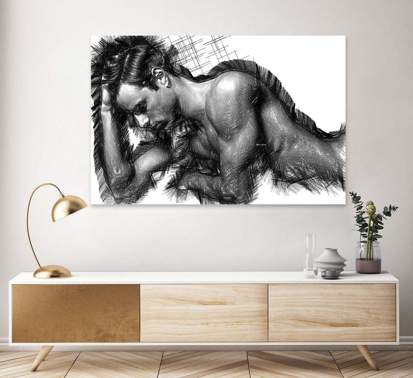 Male Pose 1416 by Rafael Salazar on GIANT ART - black digital painting