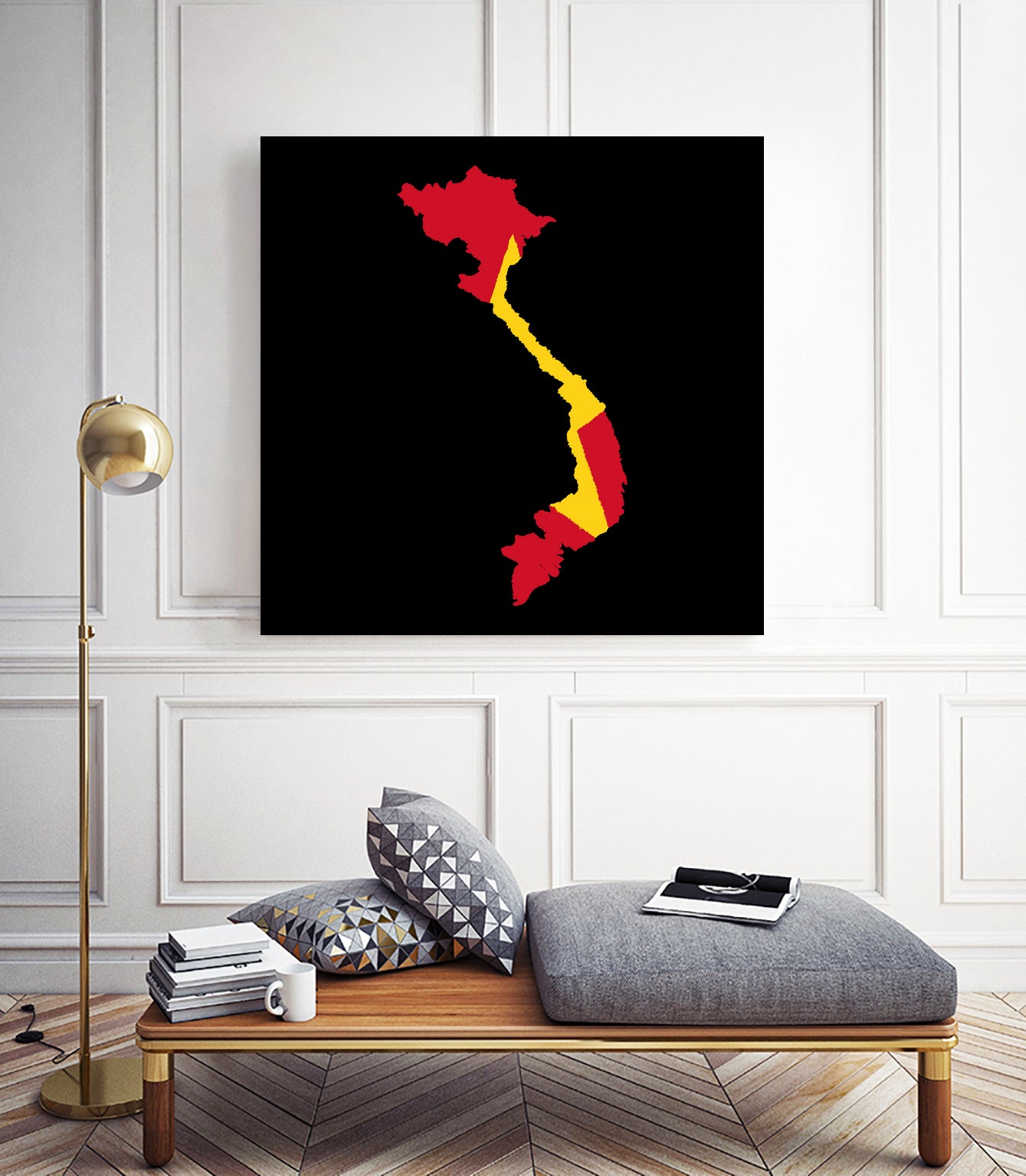 Vietnam Flag Map Drawing Line Art by erwin saputra on GIANT ART - white digital drawing