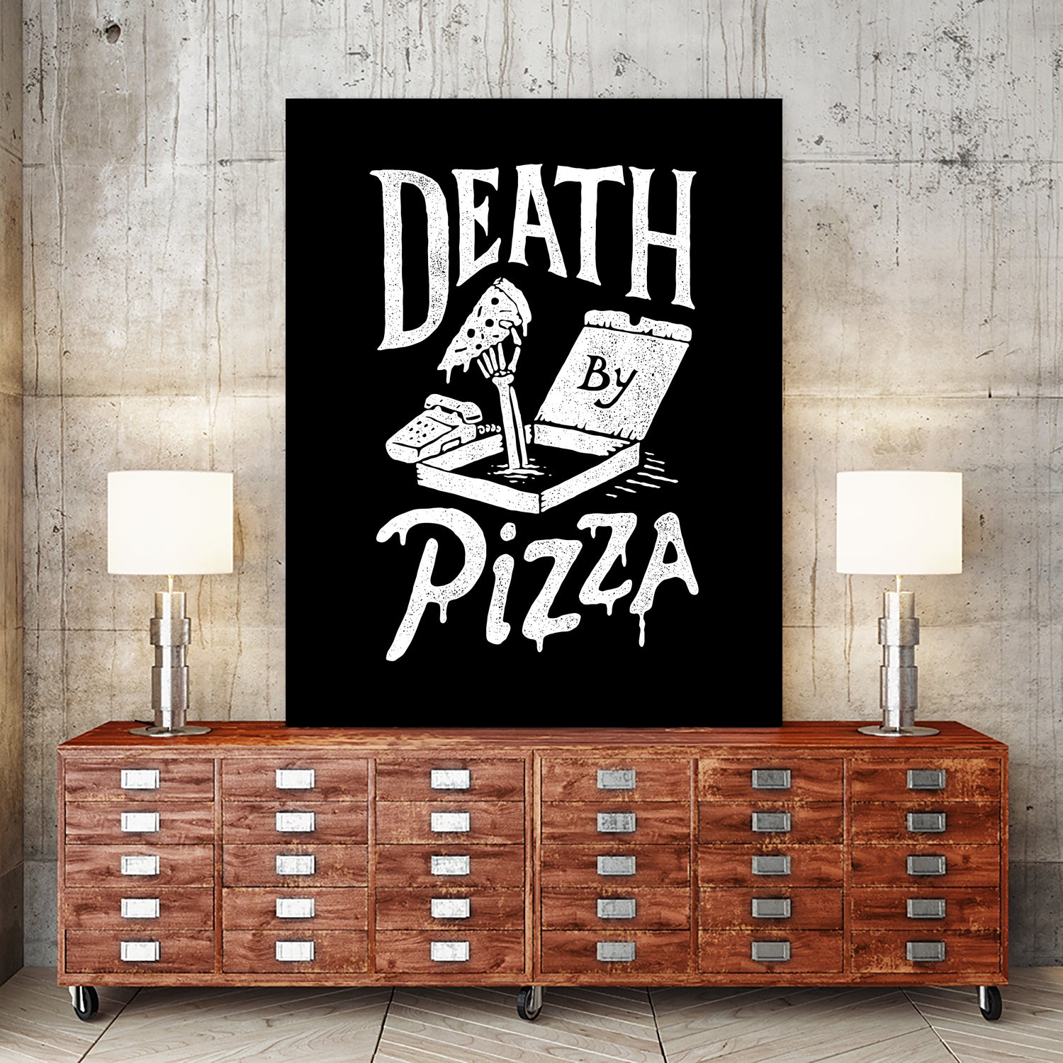 Death by Pizza by Tatak Waskitho on GIANT ART - black typography