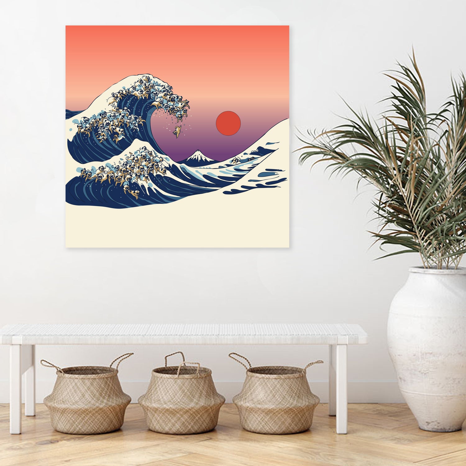 The Great Wave of Pug by ChalermPhol Harnchakkham on GIANT ART - orange digital drawing