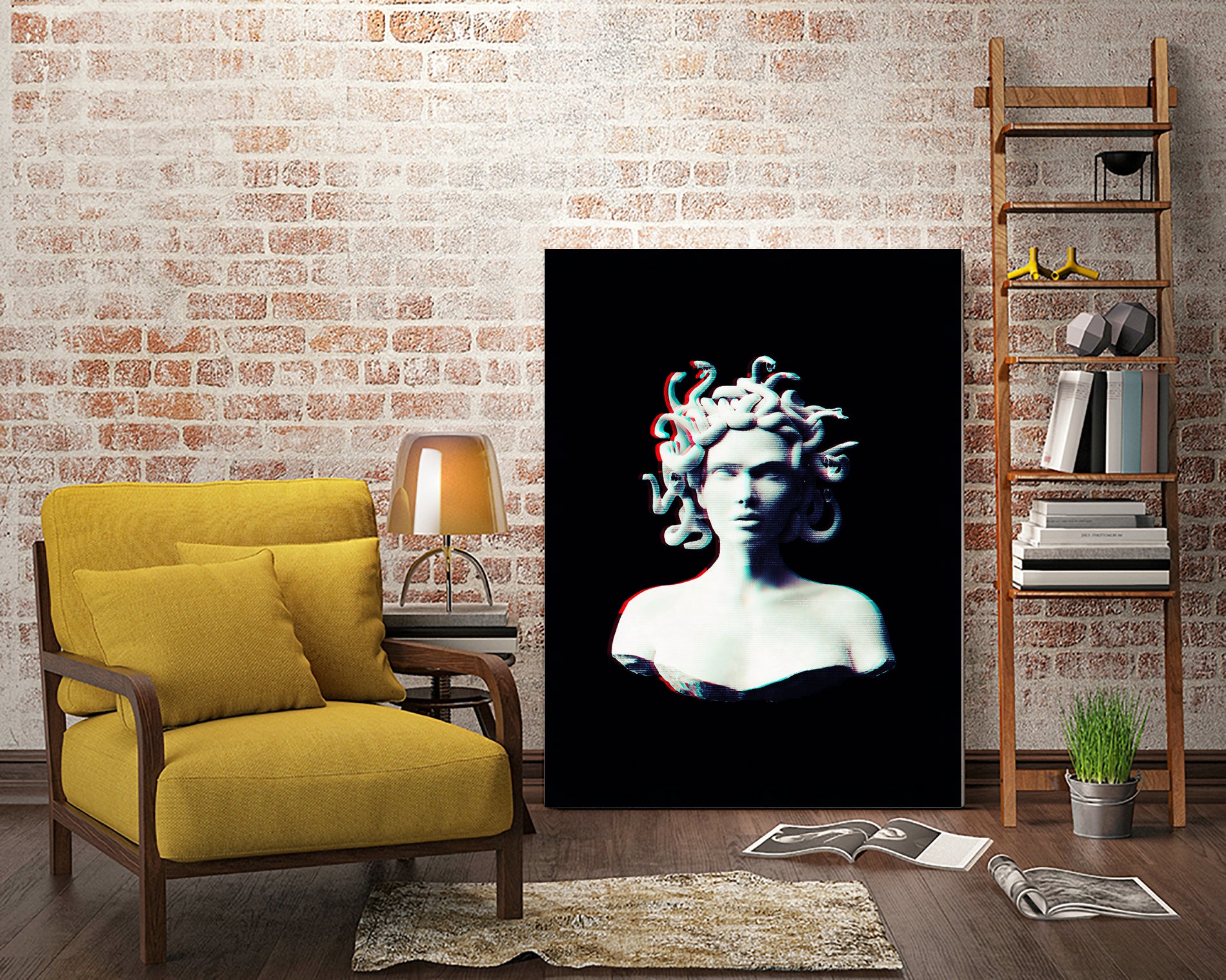 Medusa glitch by Menelaos Trompoukis on GIANT ART - black digital painting