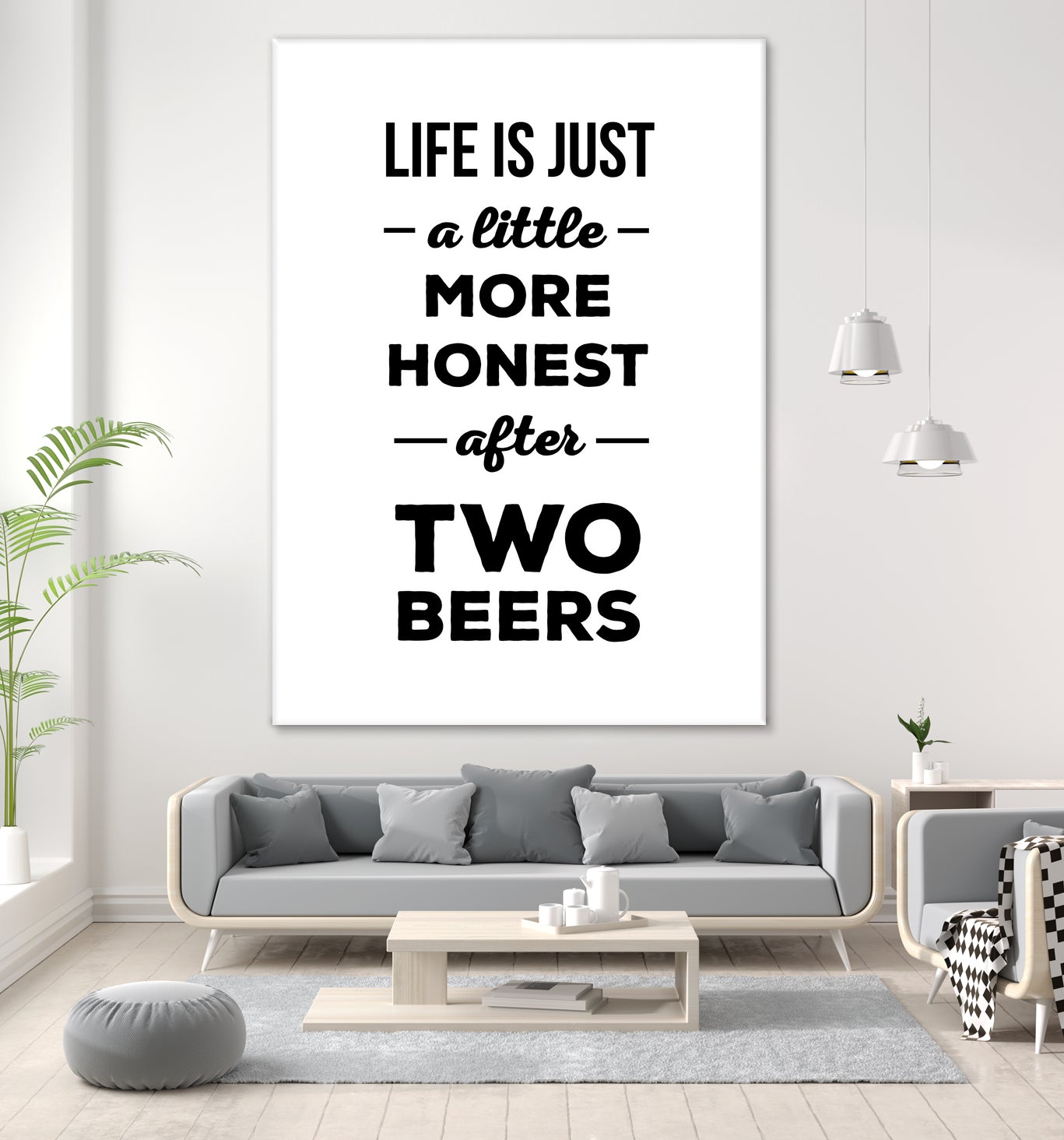 Life is just a little more honest after two beers by Mustafa Ozeren on GIANT ART - white typography