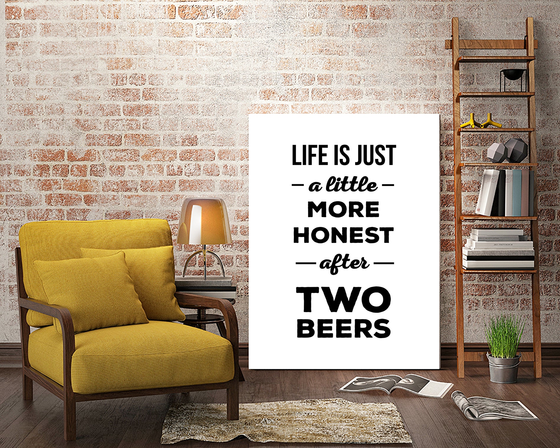 Life is just a little more honest after two beers by Mustafa Ozeren on GIANT ART - white typography
