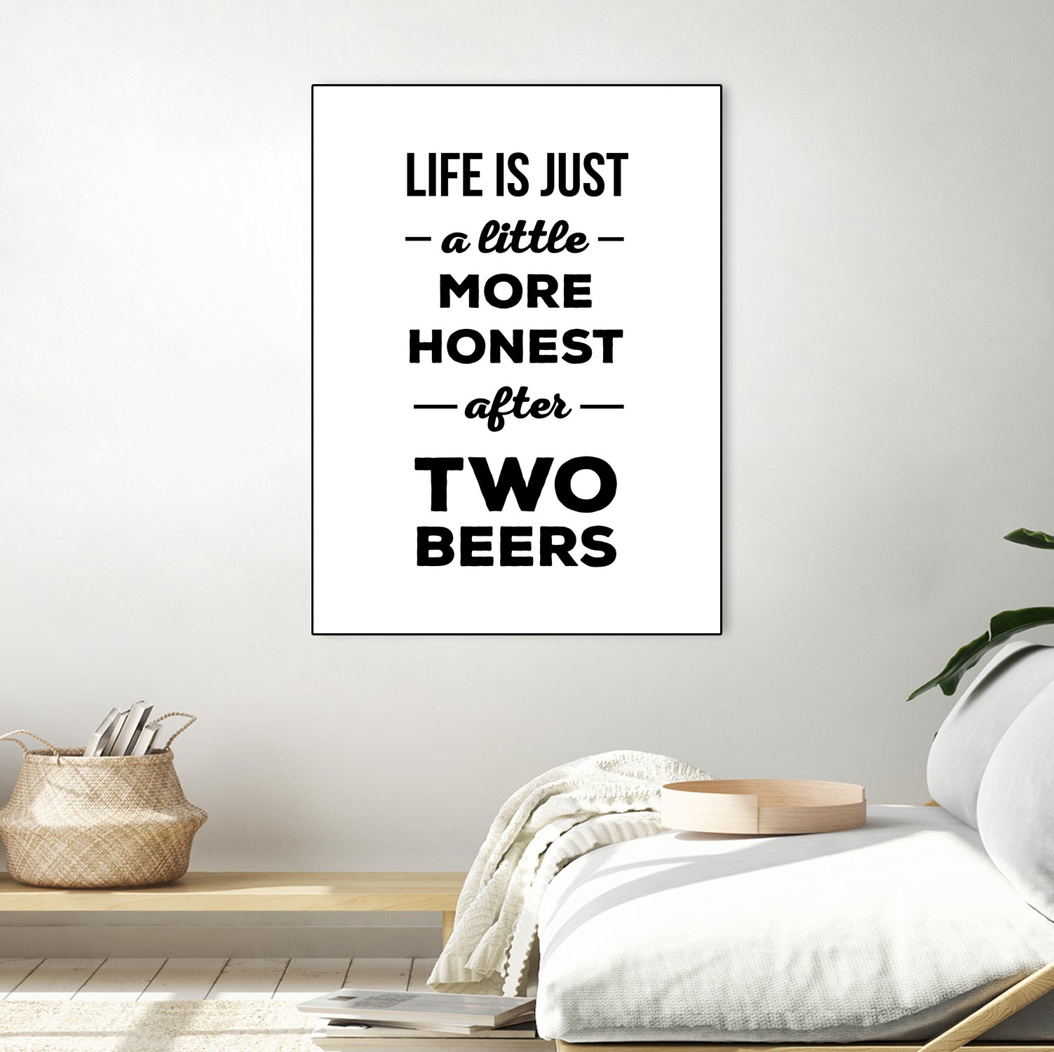 Life is just a little more honest after two beers by Mustafa Ozeren on GIANT ART - white typography