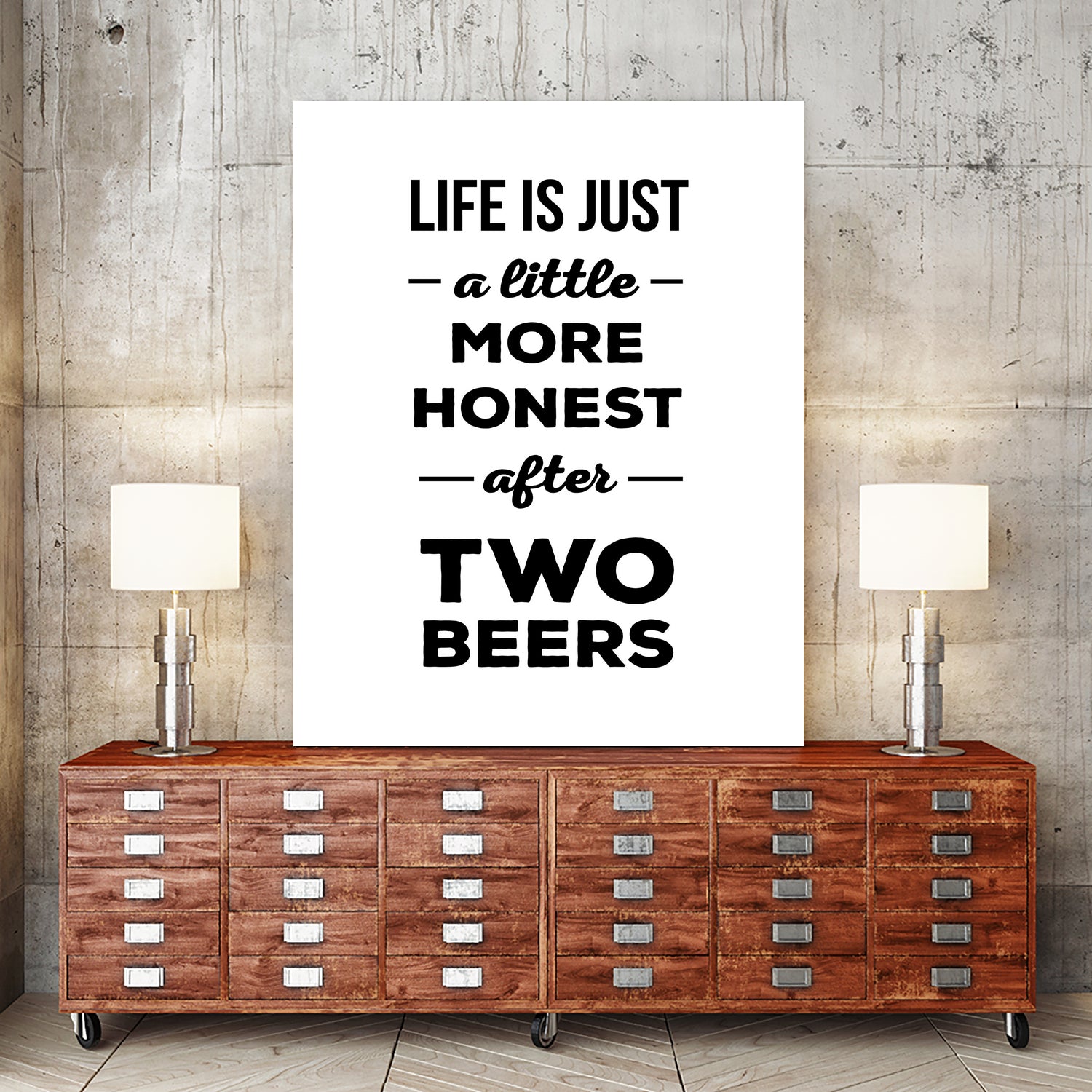 Life is just a little more honest after two beers by Mustafa Ozeren on GIANT ART - white typography