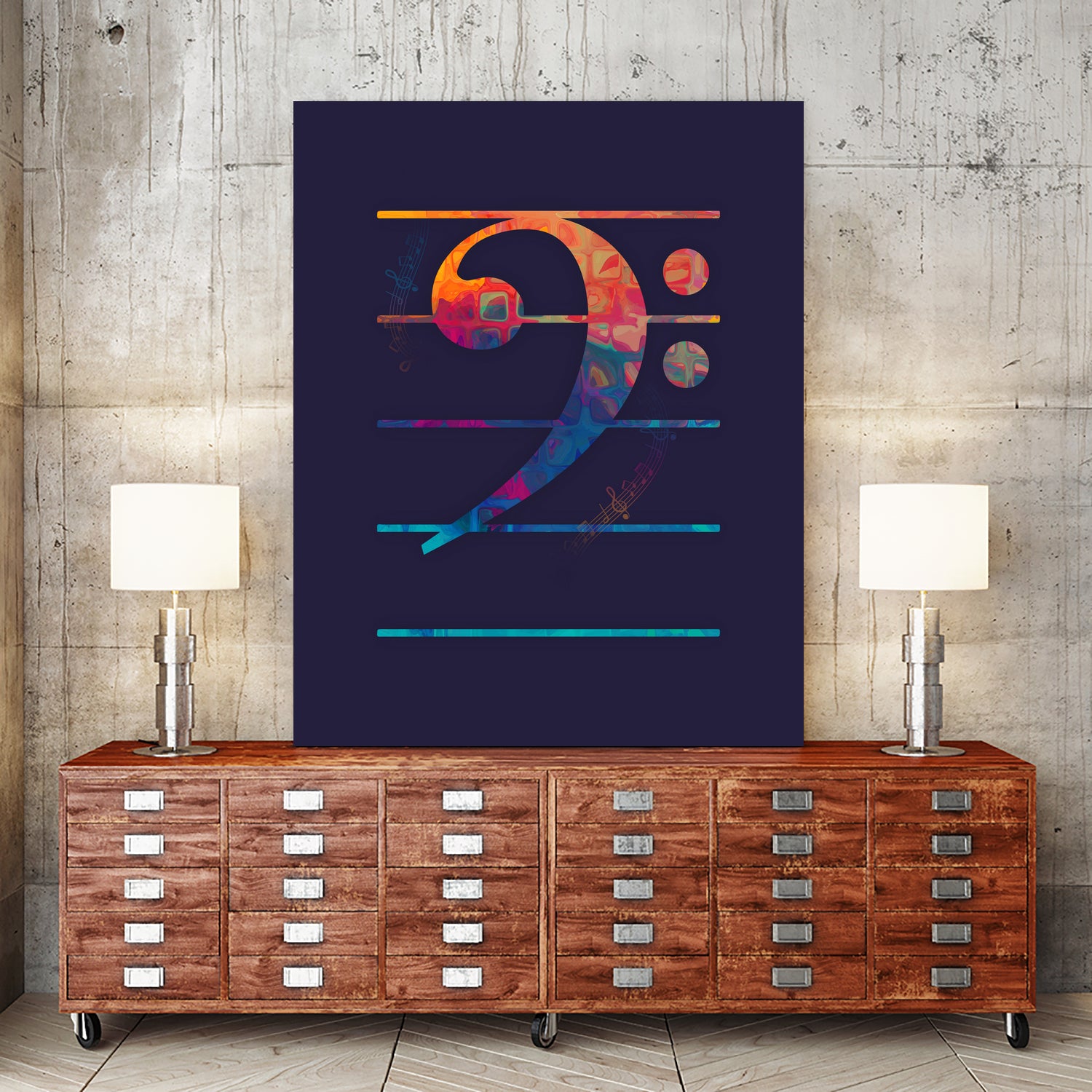 Bass Clef Color by Leandro Jorge on GIANT ART - blue vector illustration