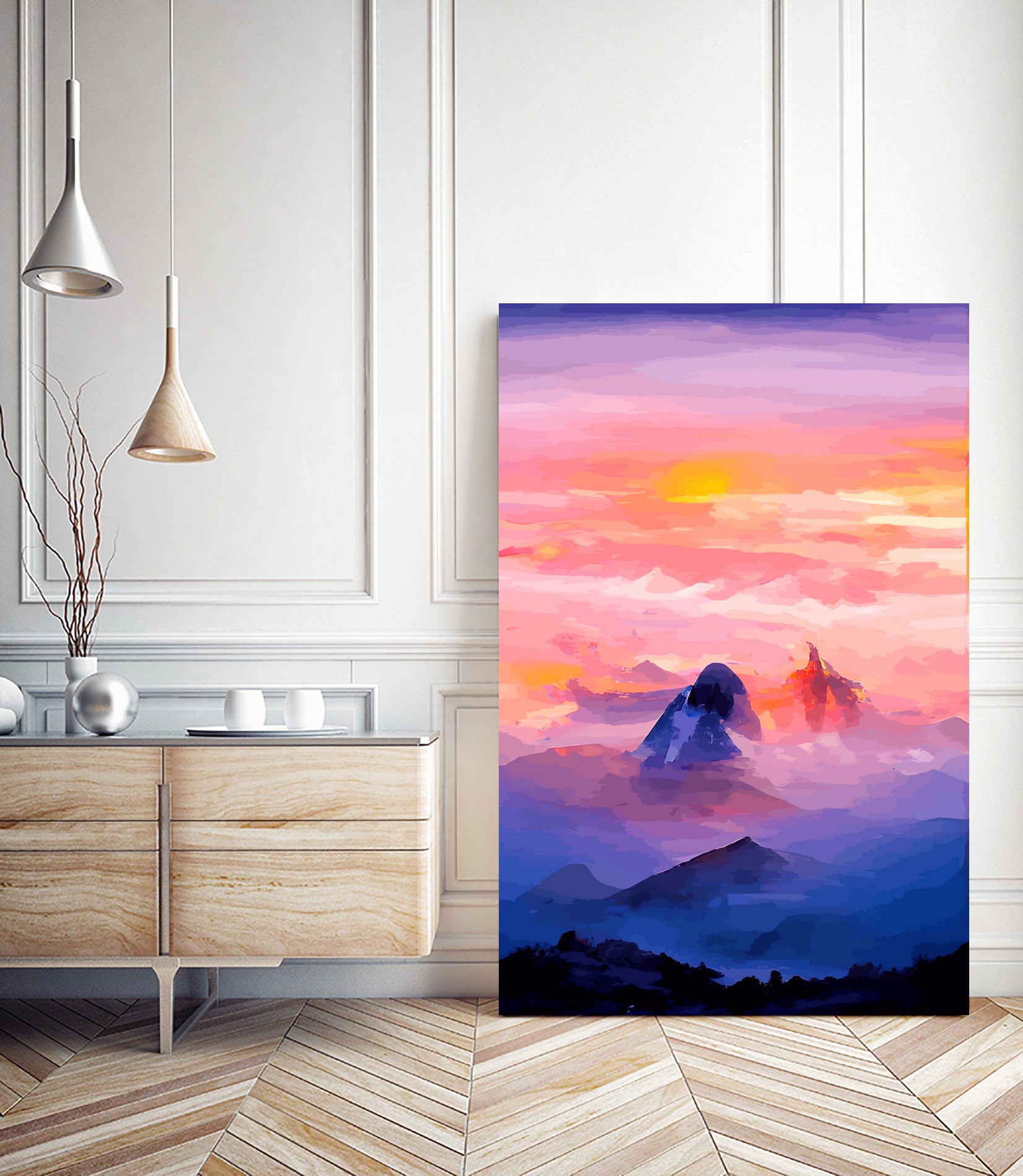 Sunrise Mountain by Andrius Zaxa on GIANT ART - orange digital painting