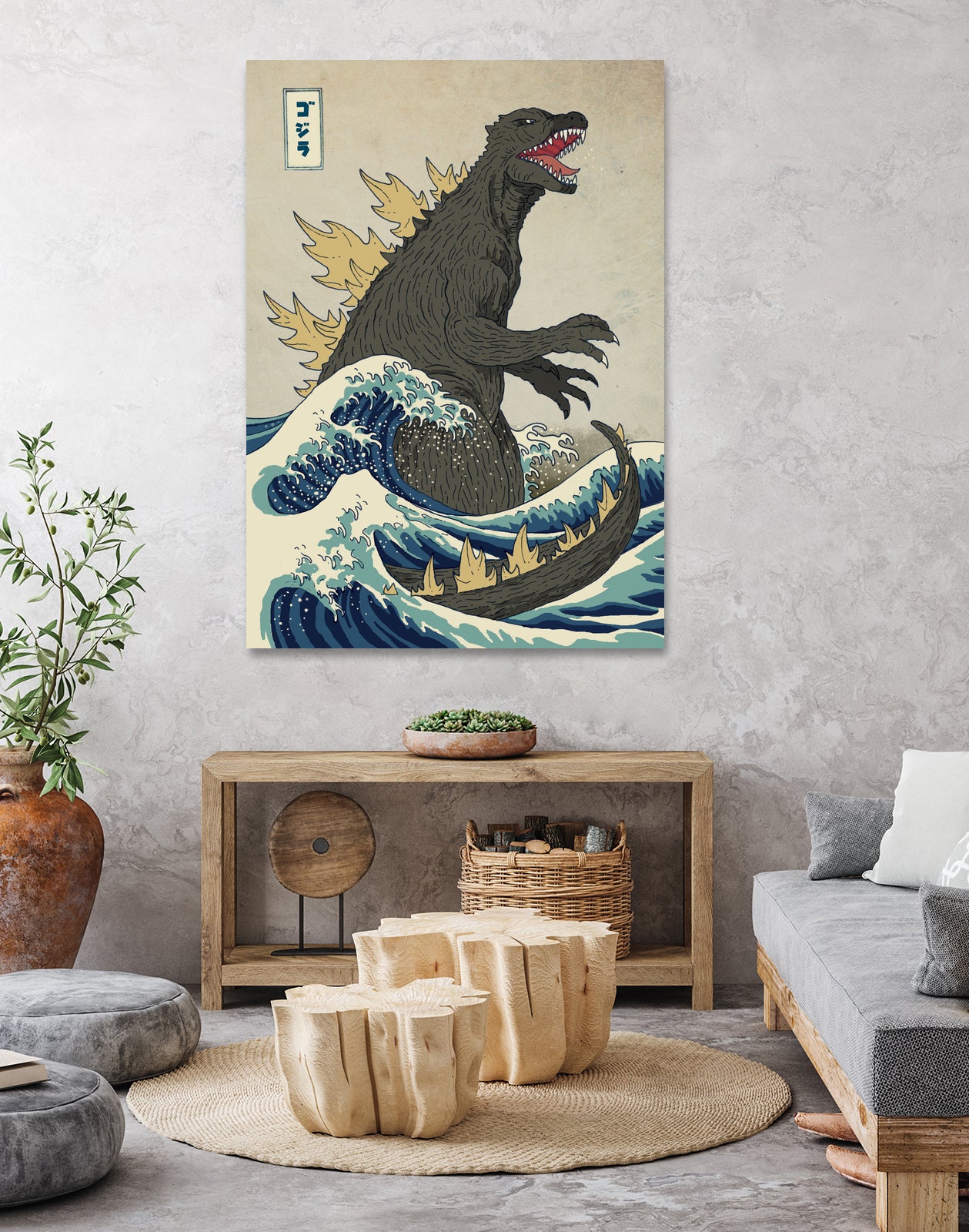 The Great Godzilla Off Kanagawa by Michael Buxton on GIANT ART - brown digital painting