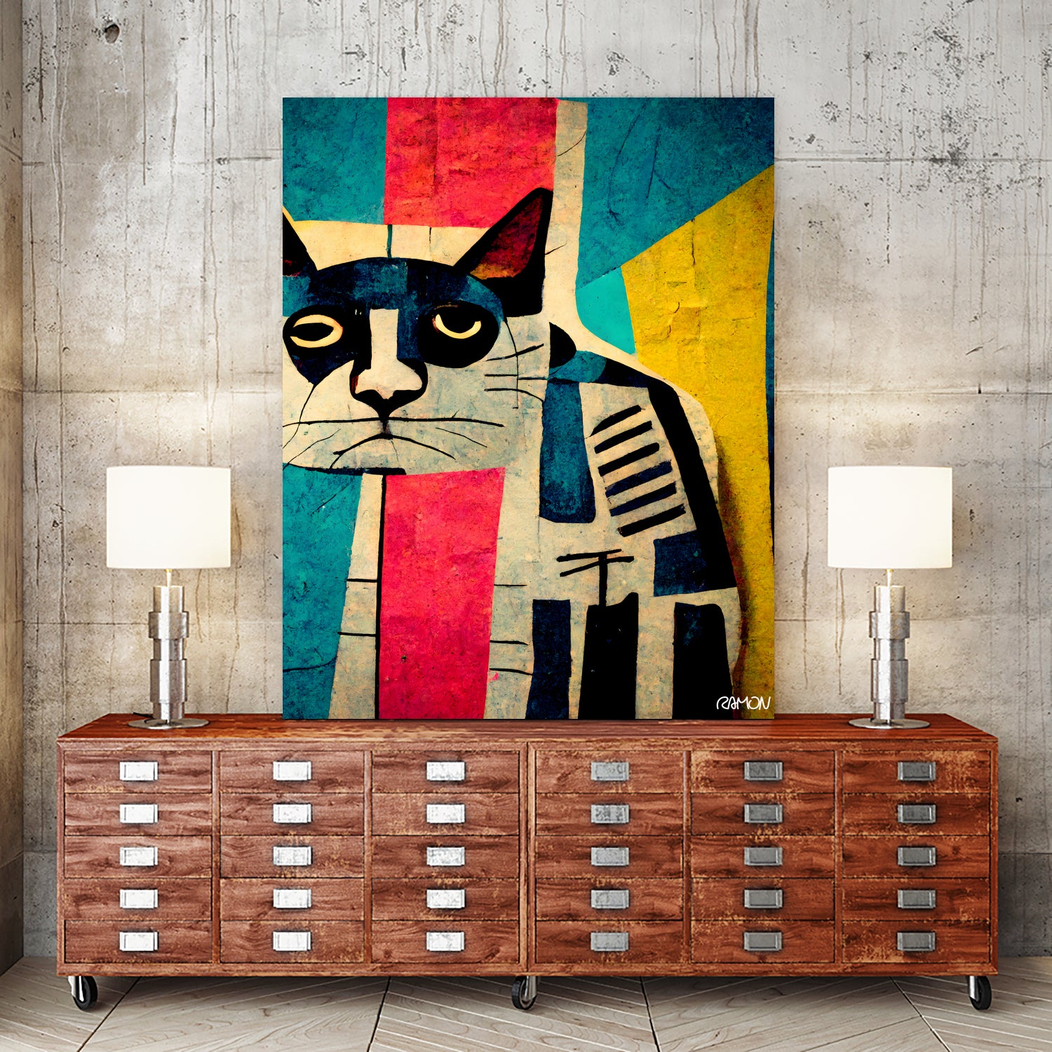 Abstract Art Cat by Ramon Souza on GIANT ART - white digital painting