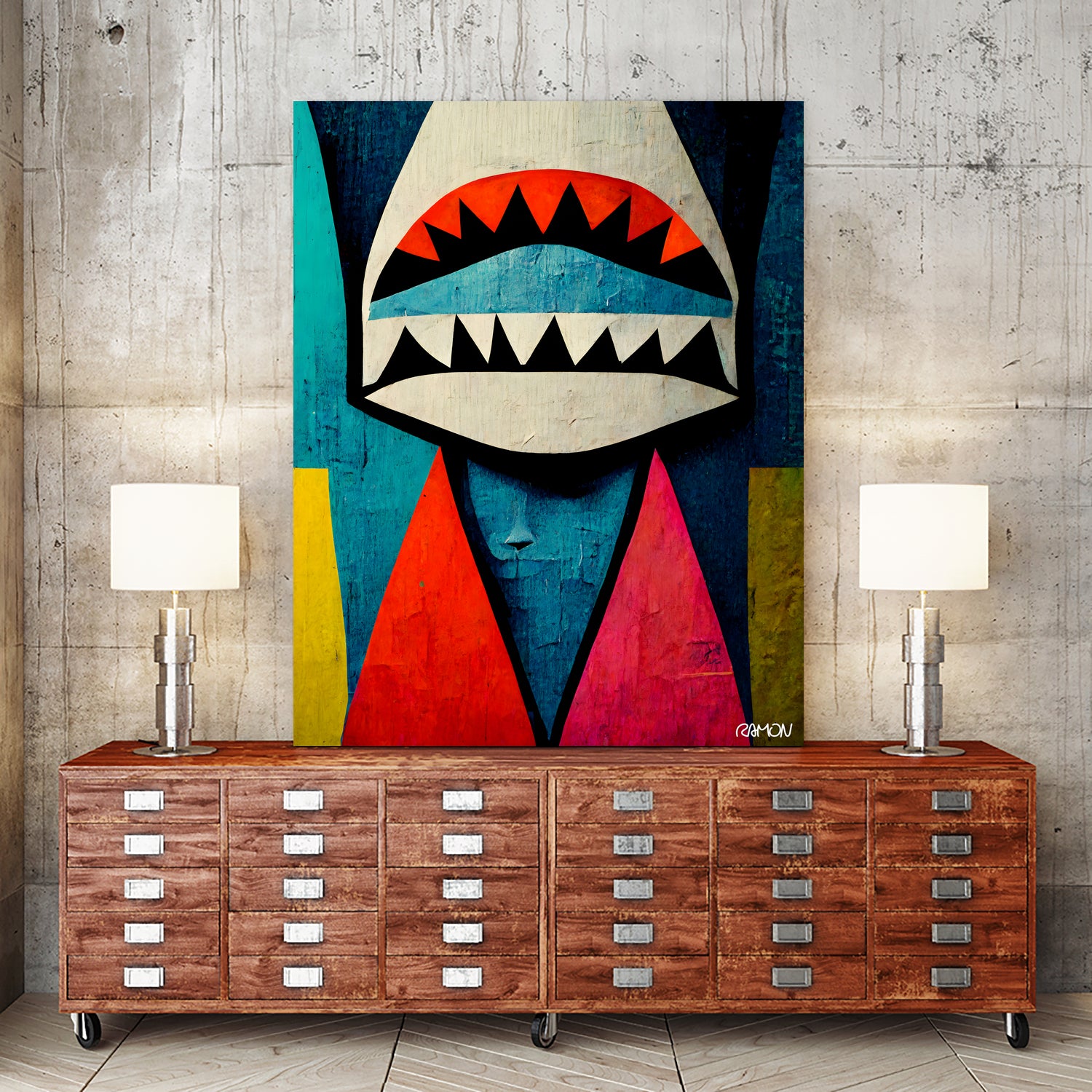 Caution Shark! by Ramon Souza on GIANT ART - blue digital painting