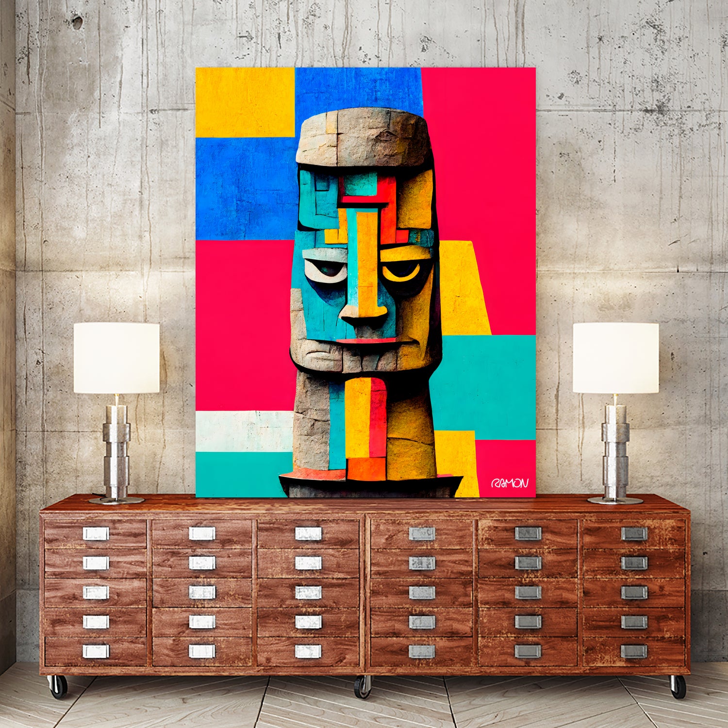 Moai Statue by Ramon Souza on GIANT ART - yellow digital painting
