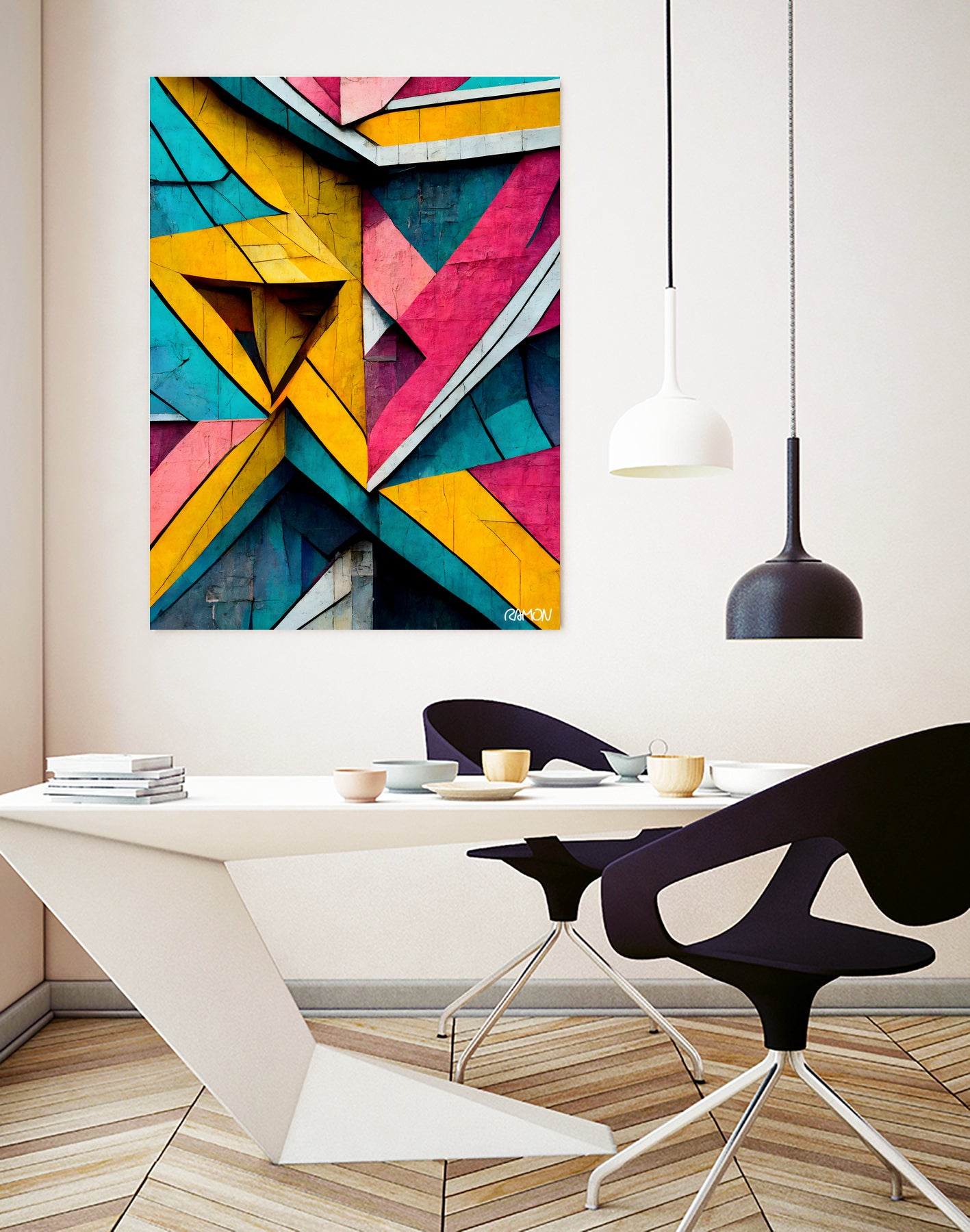 Origami Wall by Ramon Souza on GIANT ART - blue digital painting